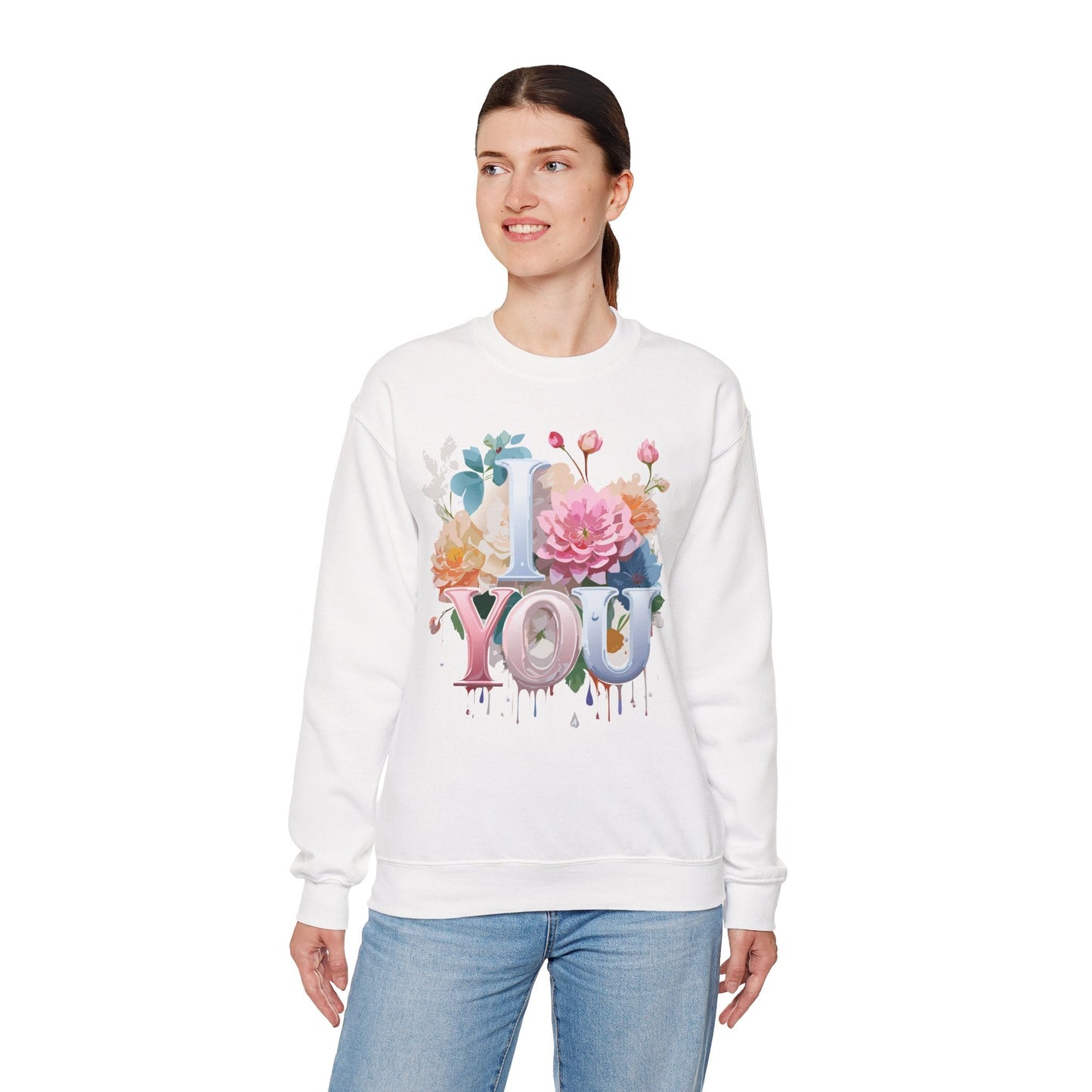 Floral Love Sweatshirt Valentines Day Unisex Crewneck Cozy Flower Design For All Season Wear