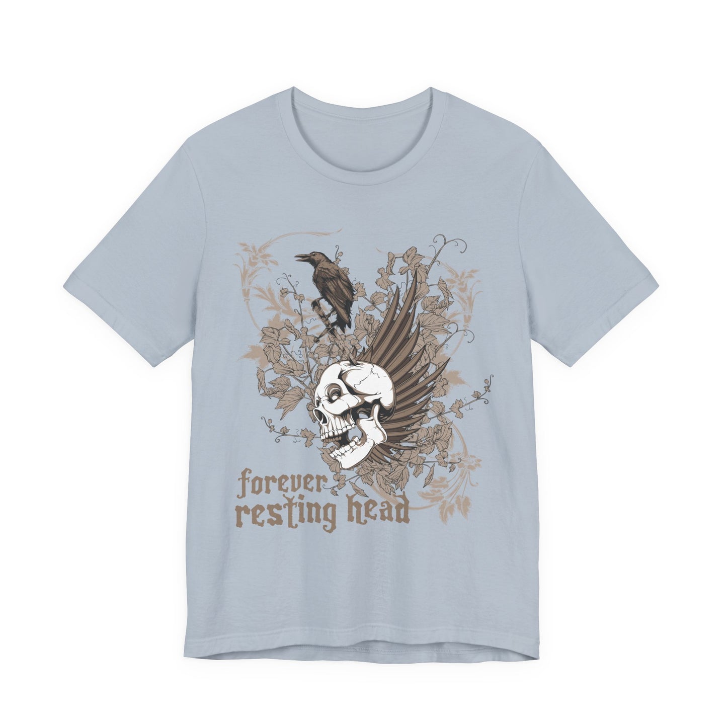 Forever Resting Head Tee, Edgy Graphic Shirt, Music T-Shirt, Gothic Tees, Skull Shirt, Art Design Tee, Skull Graphic Top