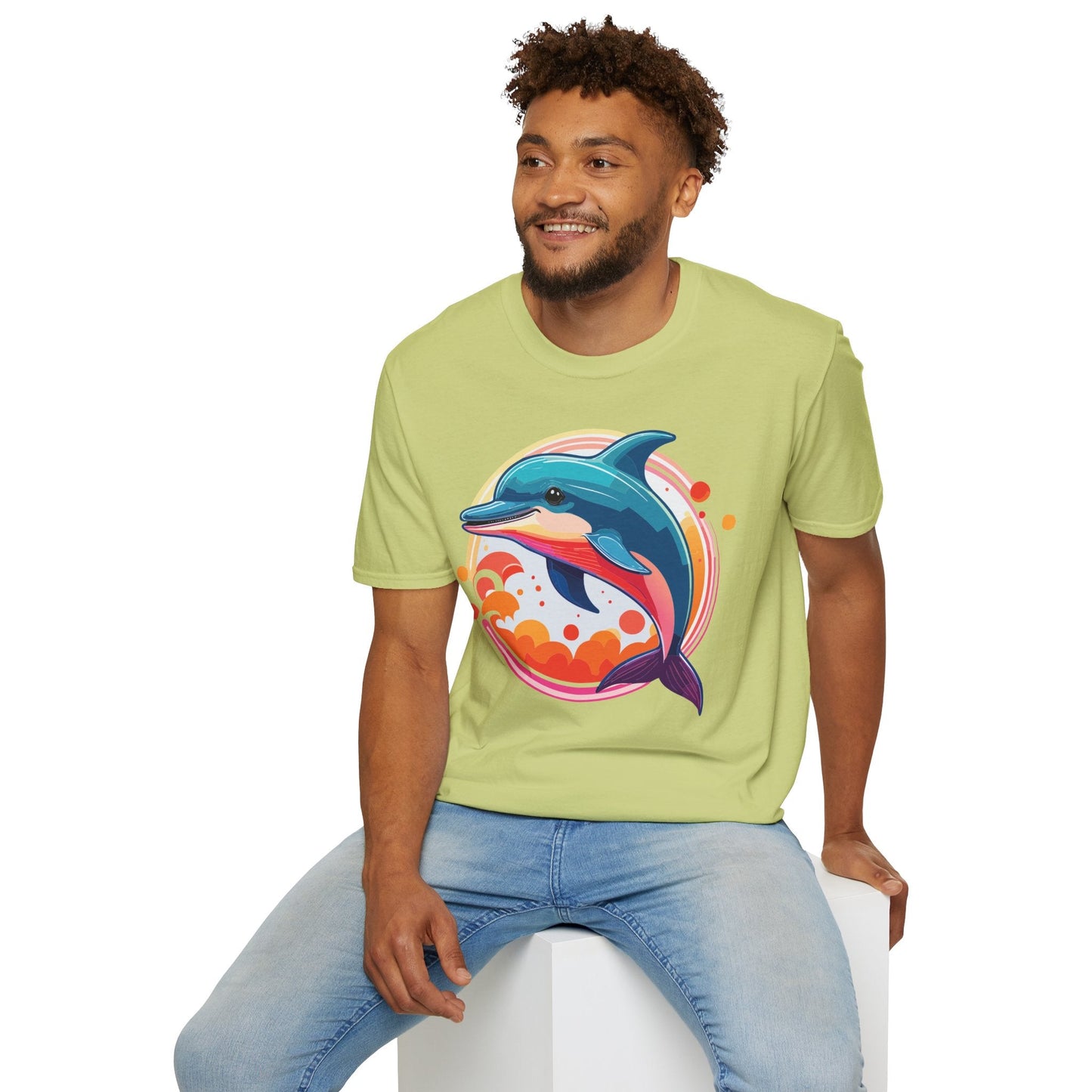 Dolphin Shirt Unisex Softstyle Tee Short Sleeve 100 Percent Ring Spun Cotton Gildan 64000