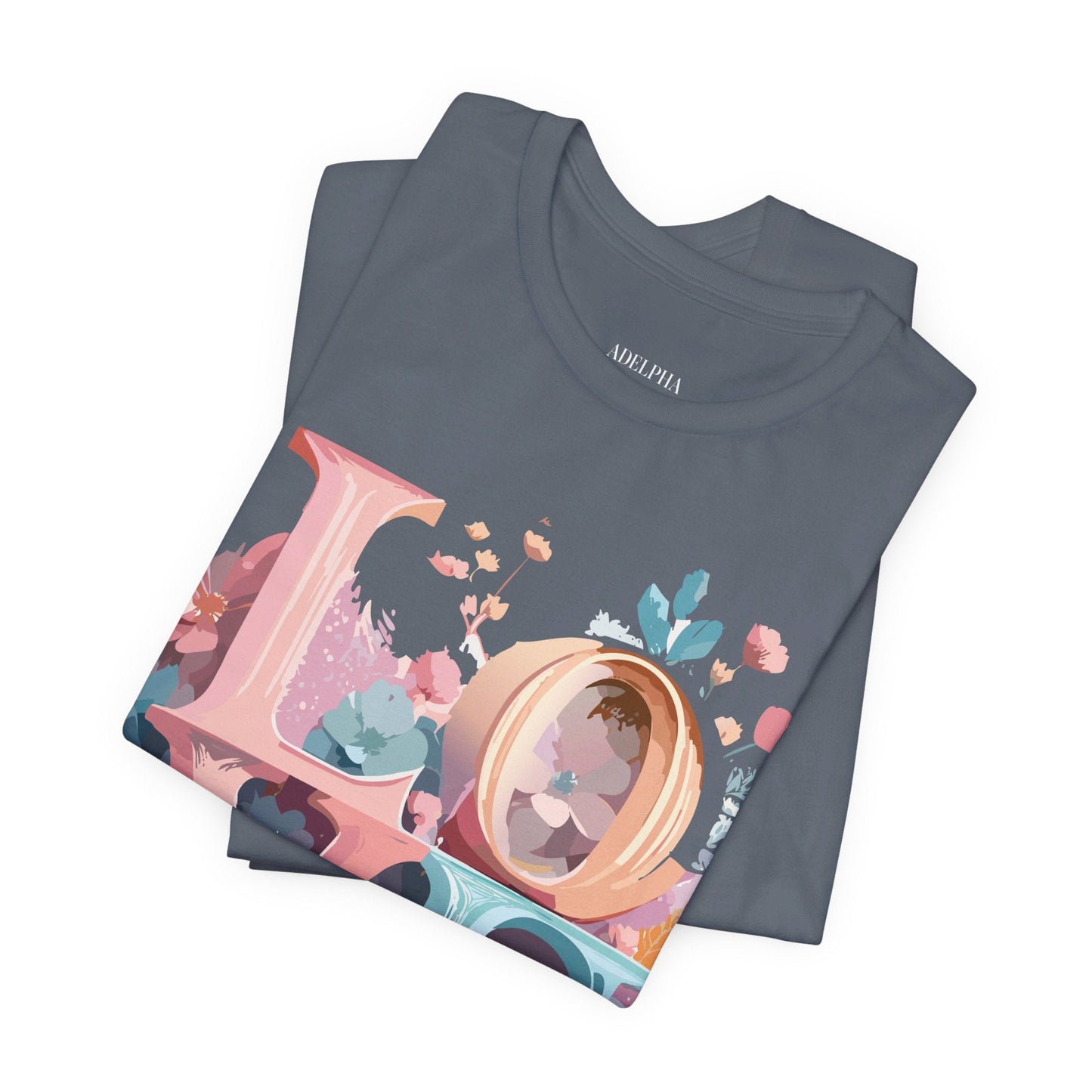 Valentine Day Graphic Unisex 100 Cotton Vintage Artwork with Love and Flower Design Tee 52