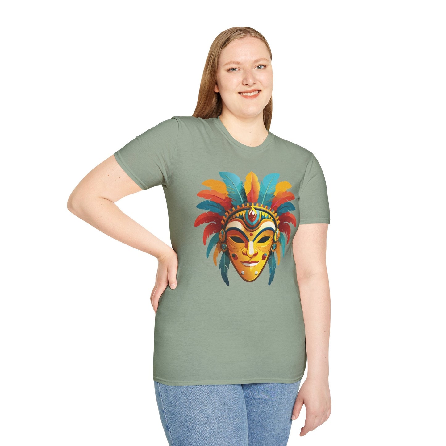 Mask Tee Shirt Unisex Masquerade Design Gildan Softstyle 100 Percent Cotton Tee for Everyday Comfort