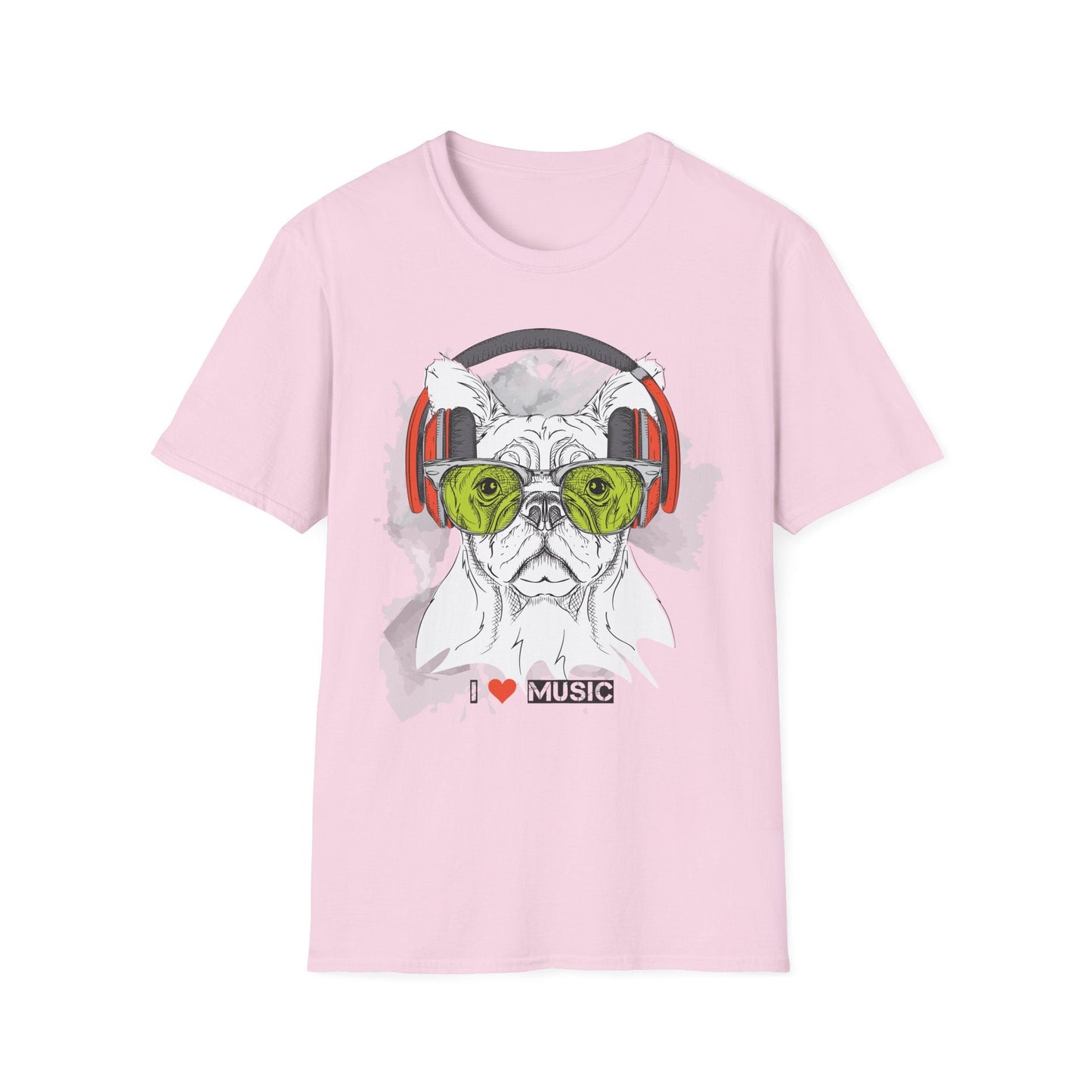 I Love Music Animals Shirt With Headphones Unisex Softstyle Tee 100 Percent Ring Spun Cotton