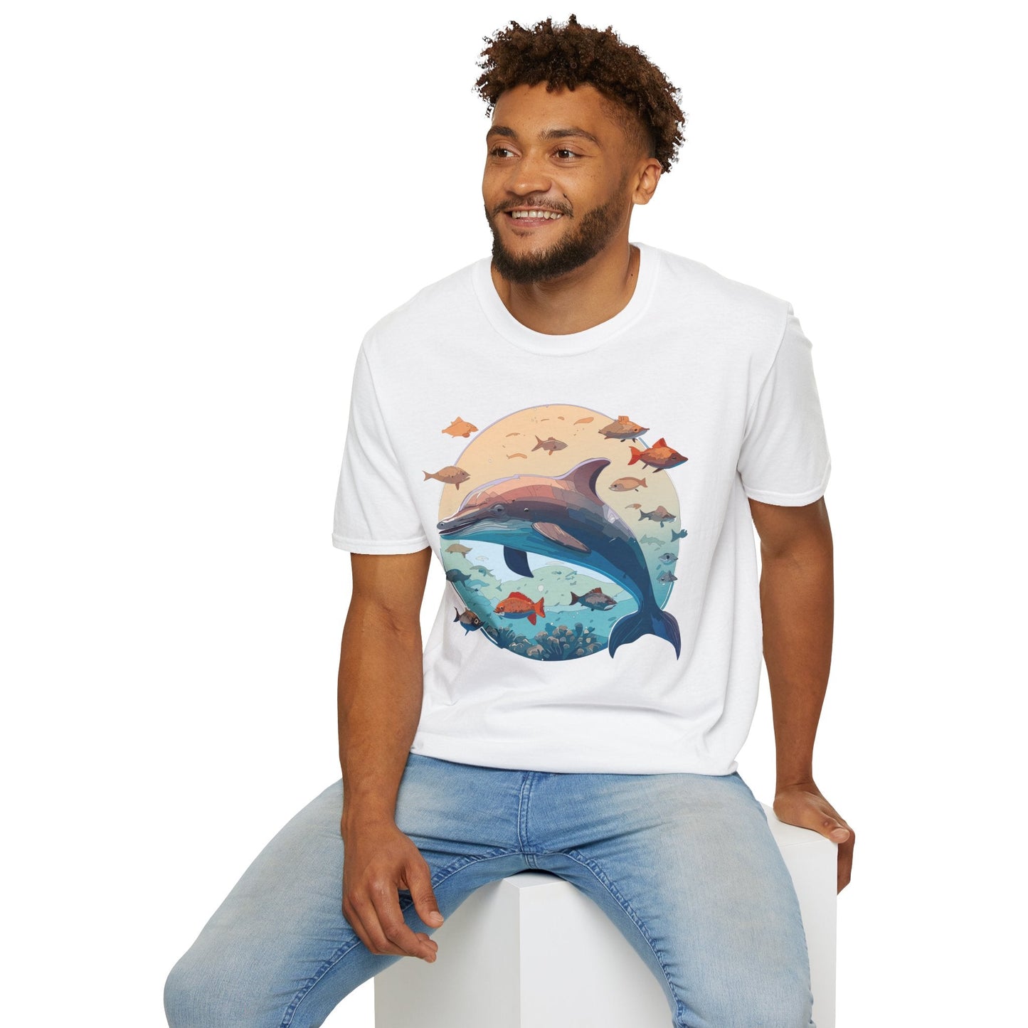 Dolphin Shirt Unisex Softstyle T Shirt 64000 100 Percent Ring Spun Cotton Tee For Everyday Comfort