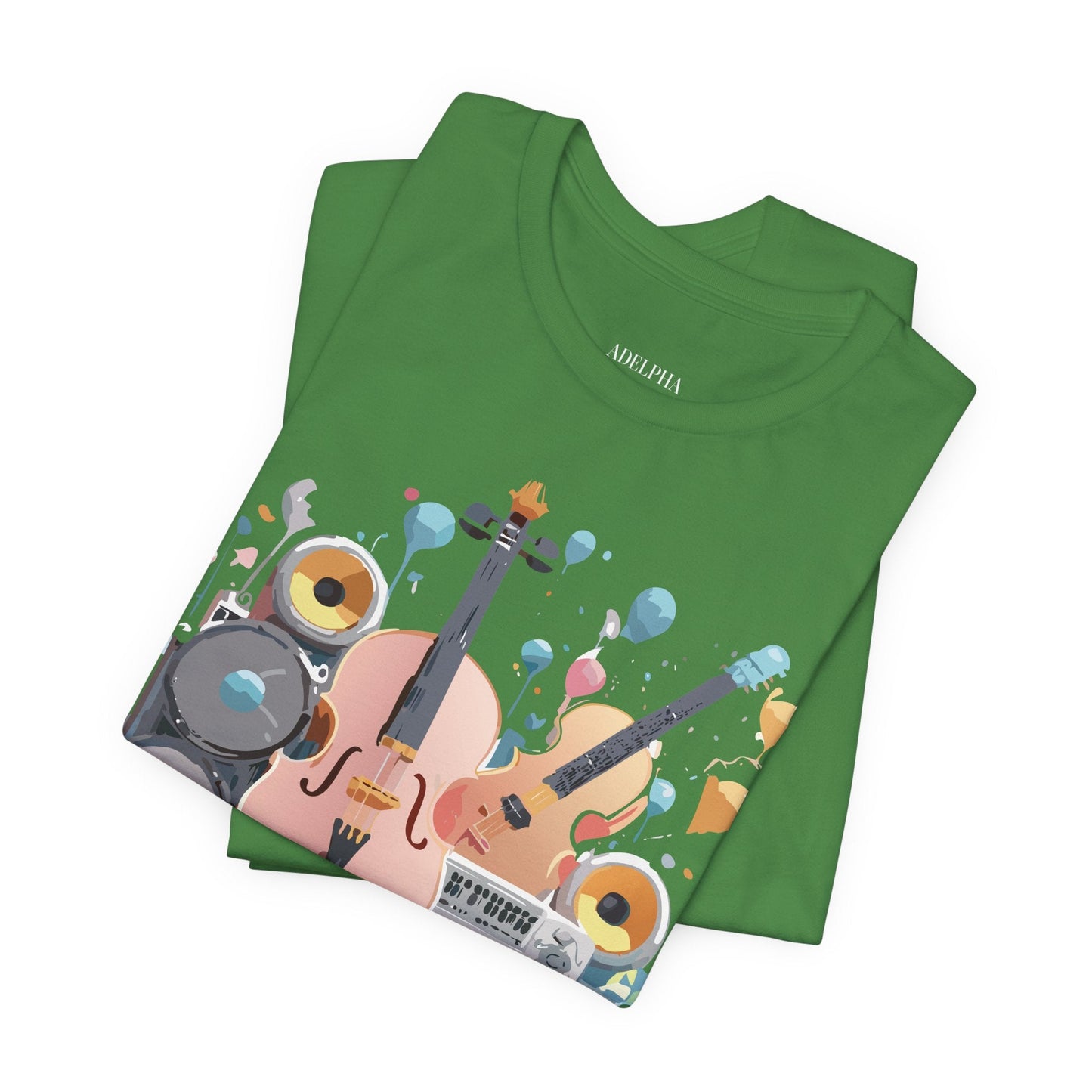 Music Graphic Unisex 100 Cotton Vintage Art with Musical Elements Tee 90