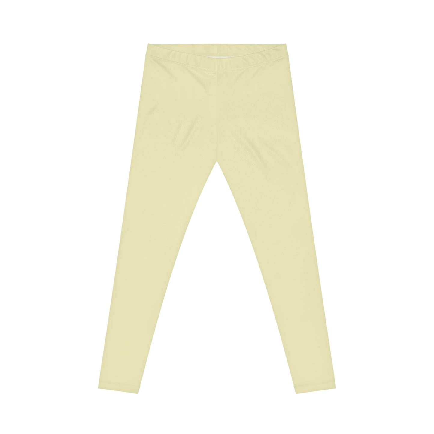 Pale Yellow Color Women's Poly-Span Casual Leggings XS-2XL
