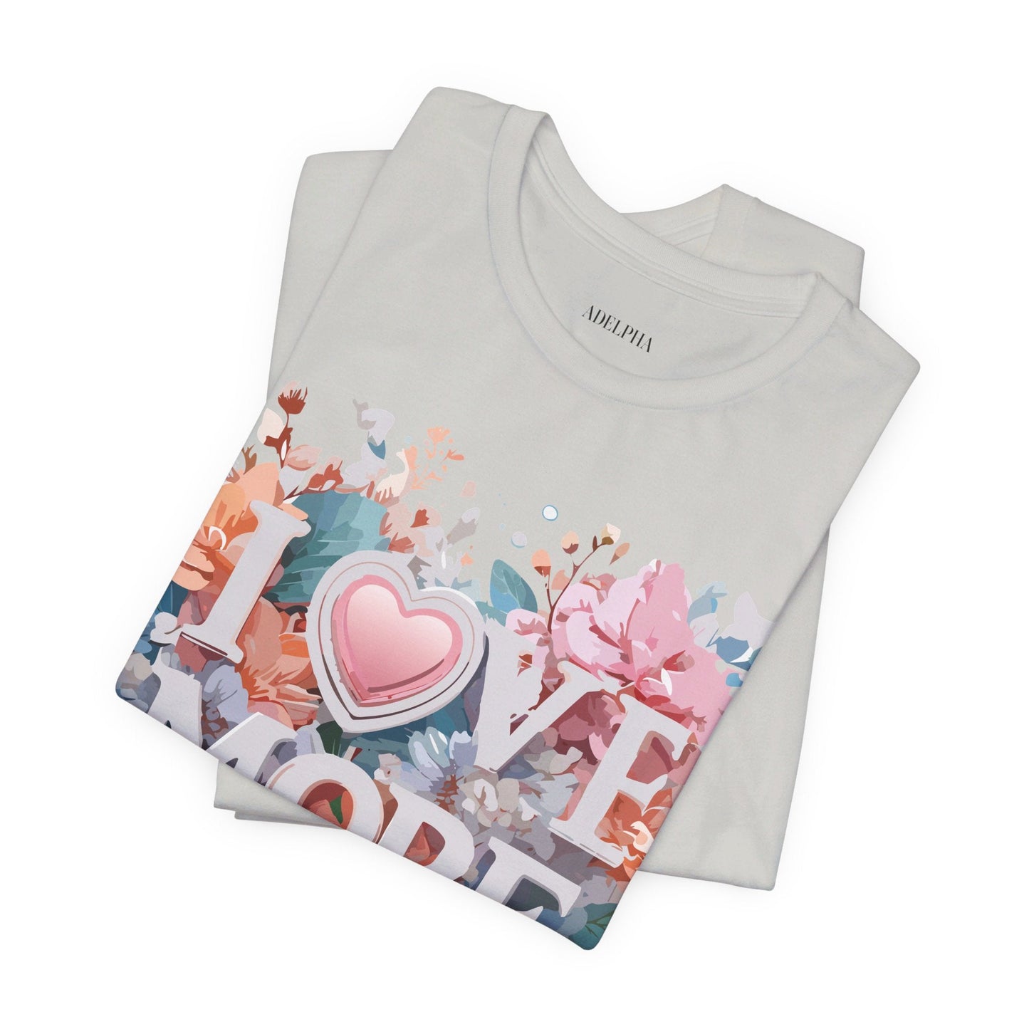 Valentine Day Graphic Unisex 100 Cotton Vintage Artwork with Love and Flower Design Tee 17