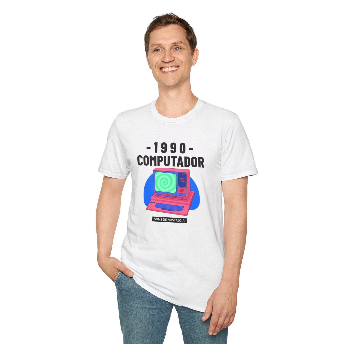 1990 Computador Retro T-Shirt Unisex Cotton Vintage Computer Graphic Tee