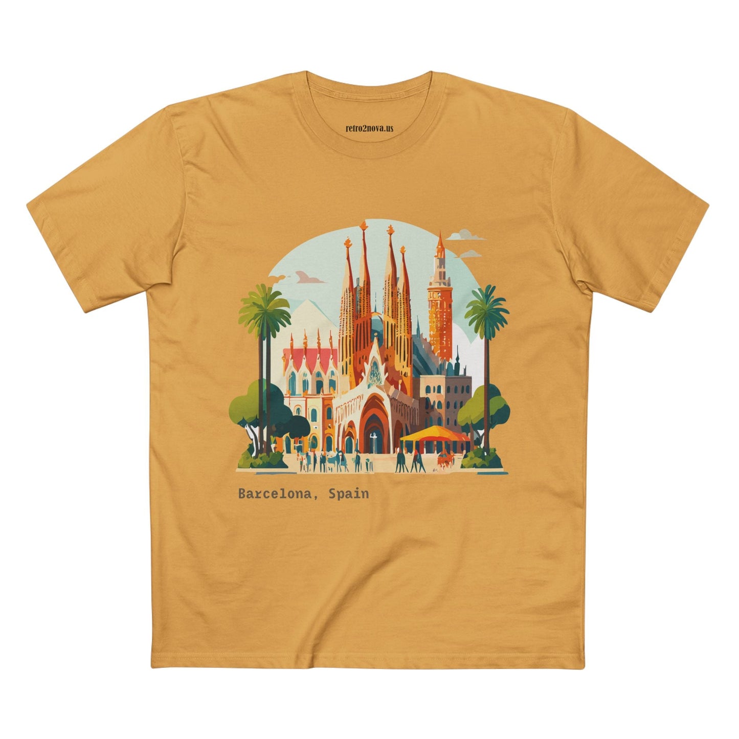 Barcelona Travel Tourist Shirt Unisex Premium Cotton Tee With Original Art Design By Retro2Nova