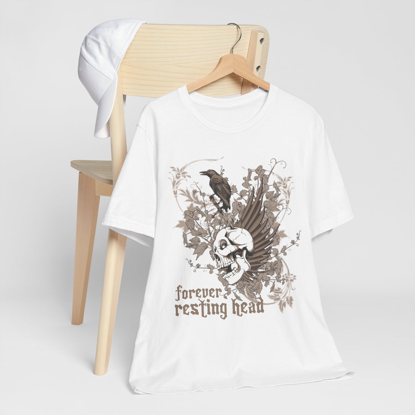 Forever Resting Head Tee, Edgy Graphic Shirt, Music T-Shirt, Gothic Tees, Skull Shirt, Art Design Tee, Skull Graphic Top