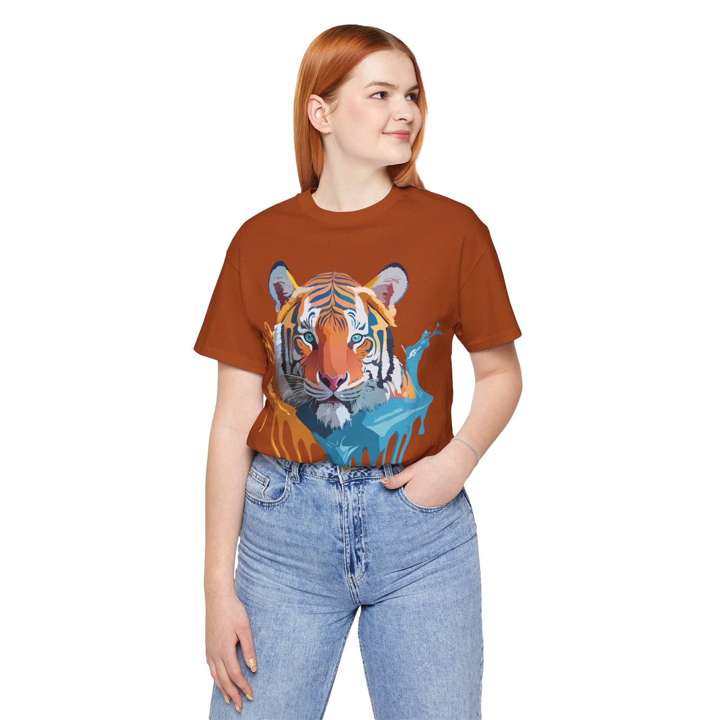 Tiger Graphic Tee Unisex Short Sleeve Shirt Featuring Vintage Inspired Artwork By Adelpha