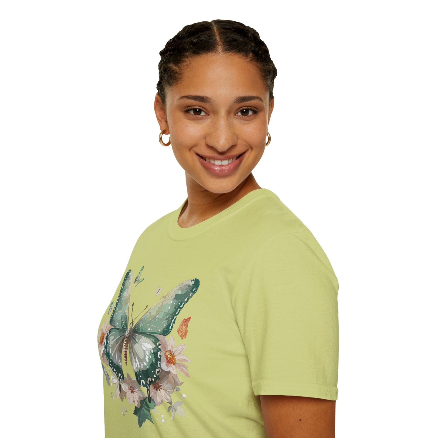 Butterfly T Shirt Unisex Softstyle Tee 100 Percent Ring Spun Cotton Monarch Design Premium Comfort