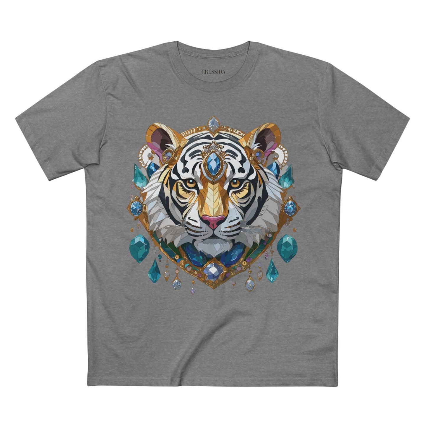 Tiger Graphic Unisex 100 Cotton Tee With Unique Animal Golden Medallion Art Design 53