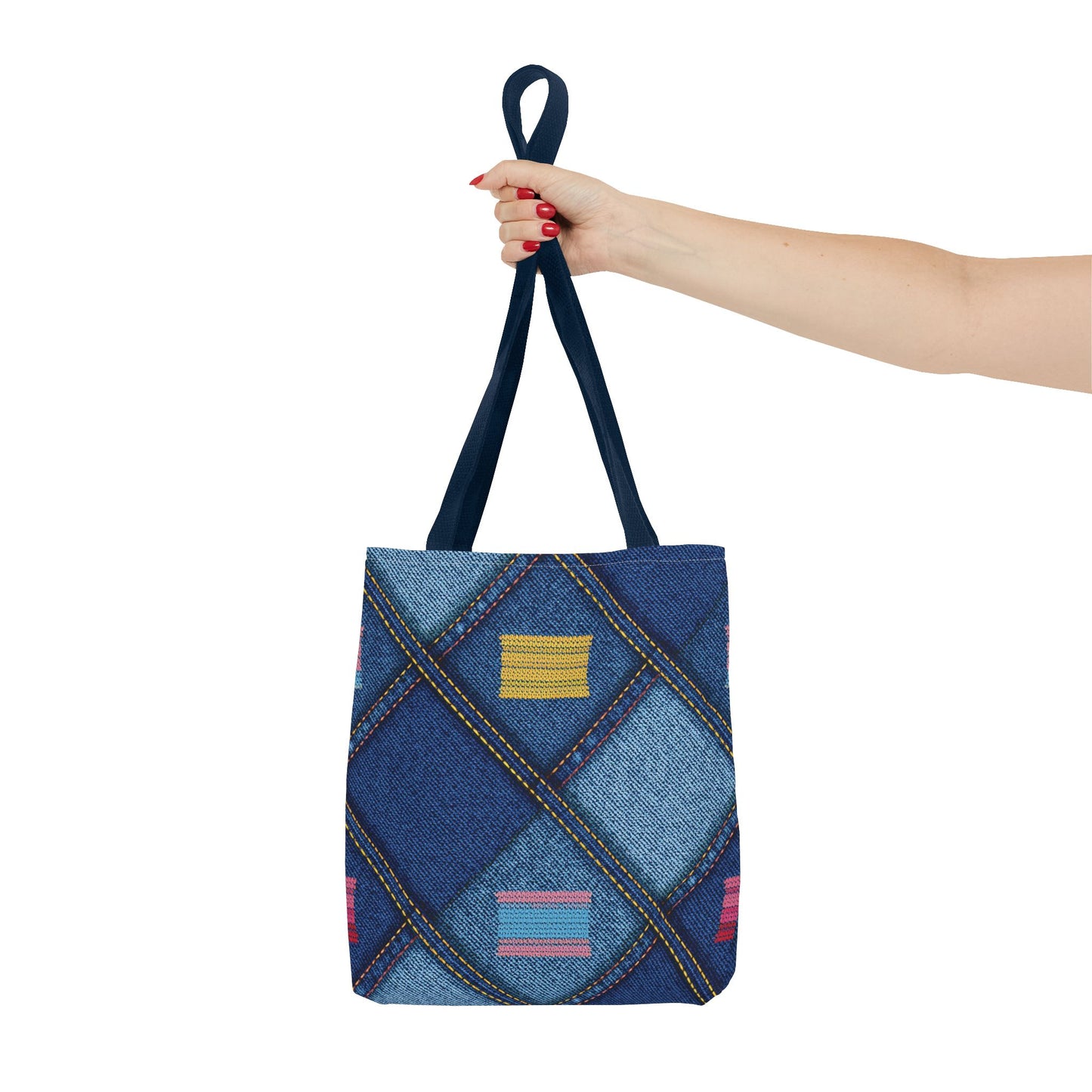 Denim Fabric Imitation Print Unisex Canvas Bag Poly Spun 3 Sizes Tote Bag 146