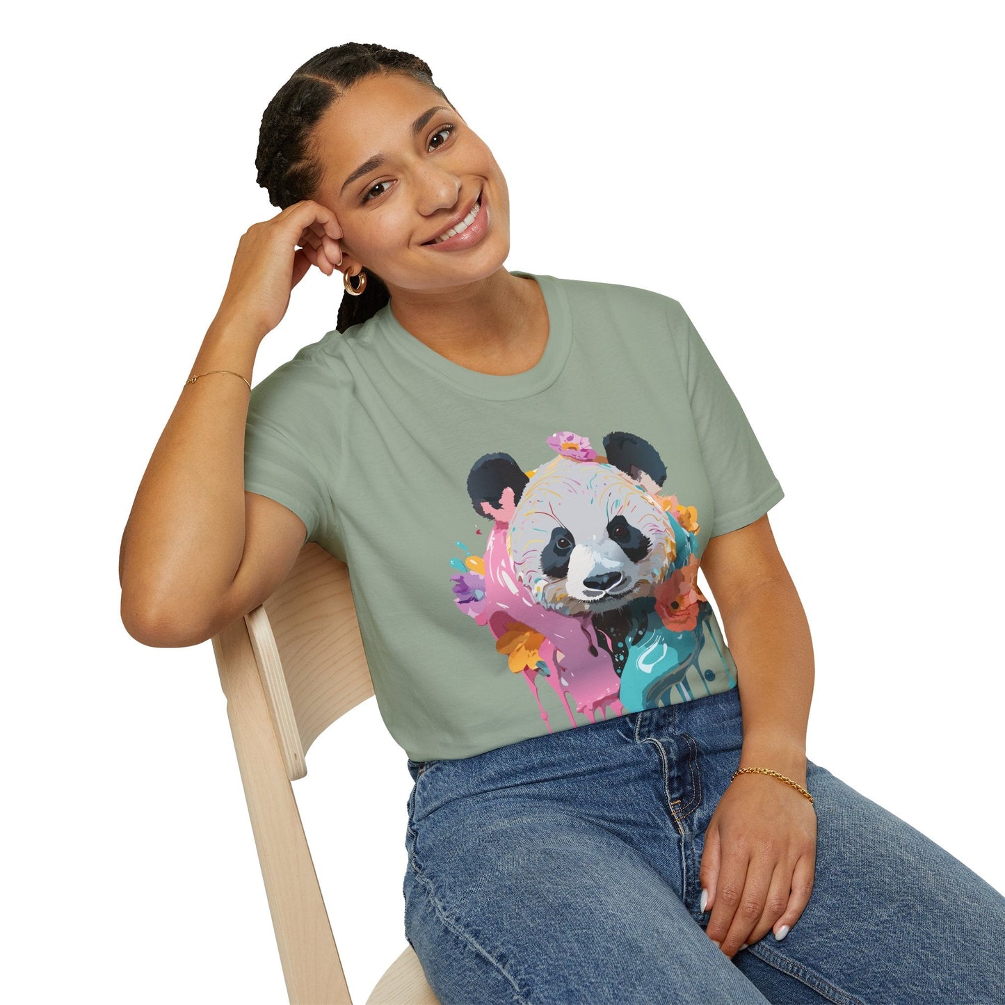 Gildan Softstyle Panda Shirt Unisex T Shirt With Panda Animal Design 100 Percent Cotton Tee