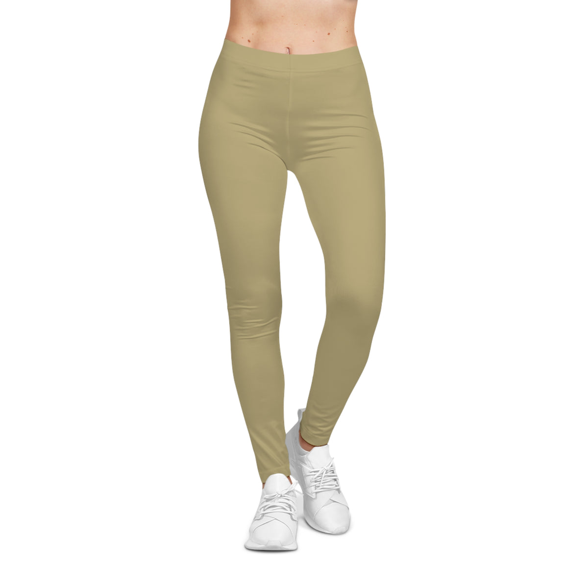 Light Sand Khaki Color Women's Poly-Span Casual Leggings XS-2XL