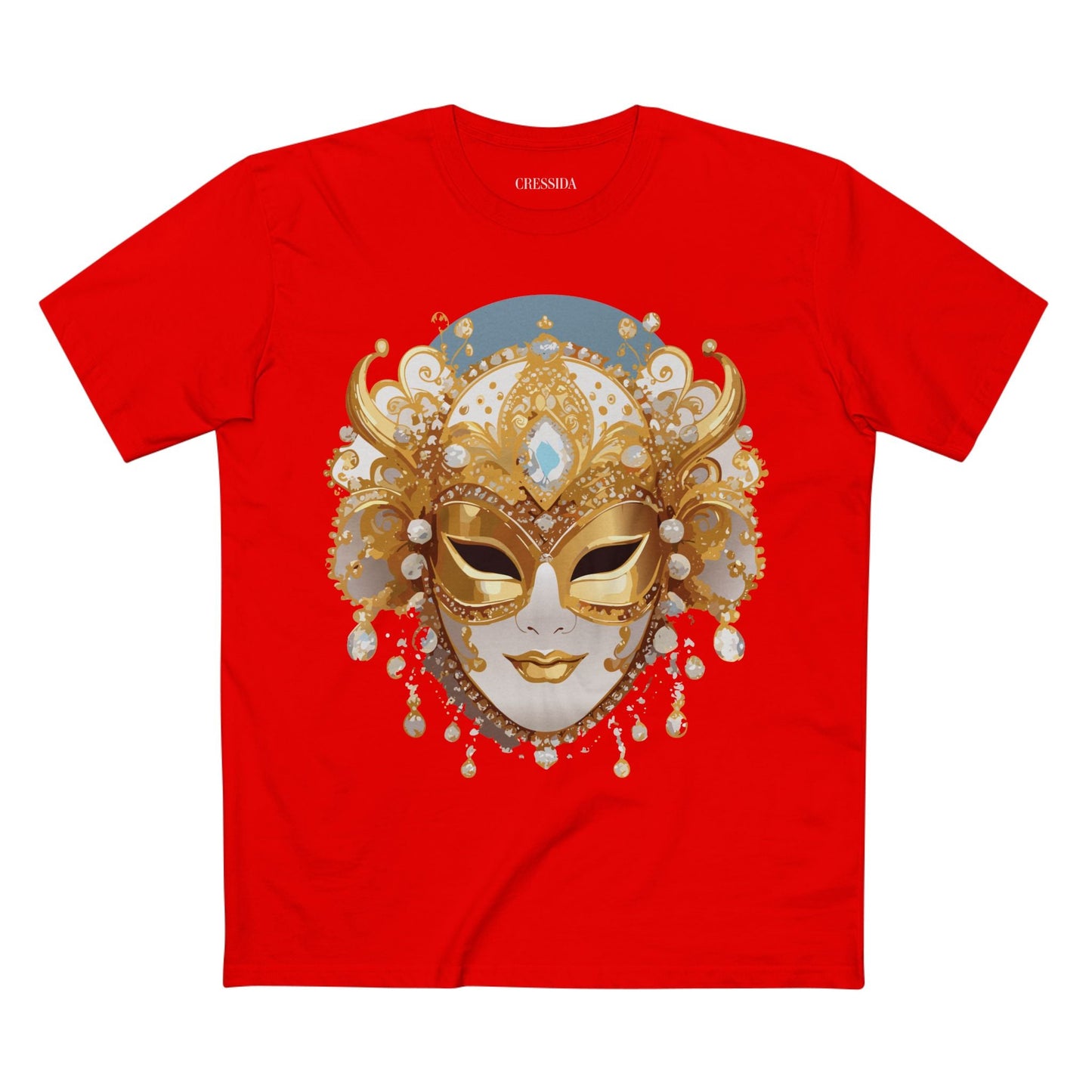 Carnival Mask Graphic T-Shirt Unisex 100 Cotton With Antique Gold Art Design Tee 17