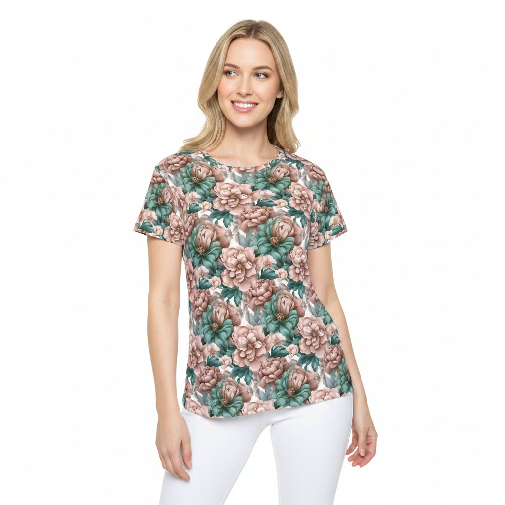 Women Poly Shirt with Floral Print F291