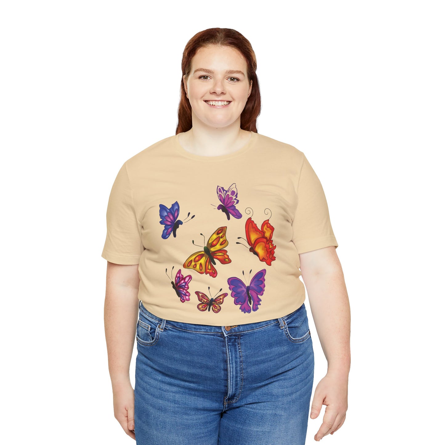 Cotton Tee Shirt with Butterfly Prints