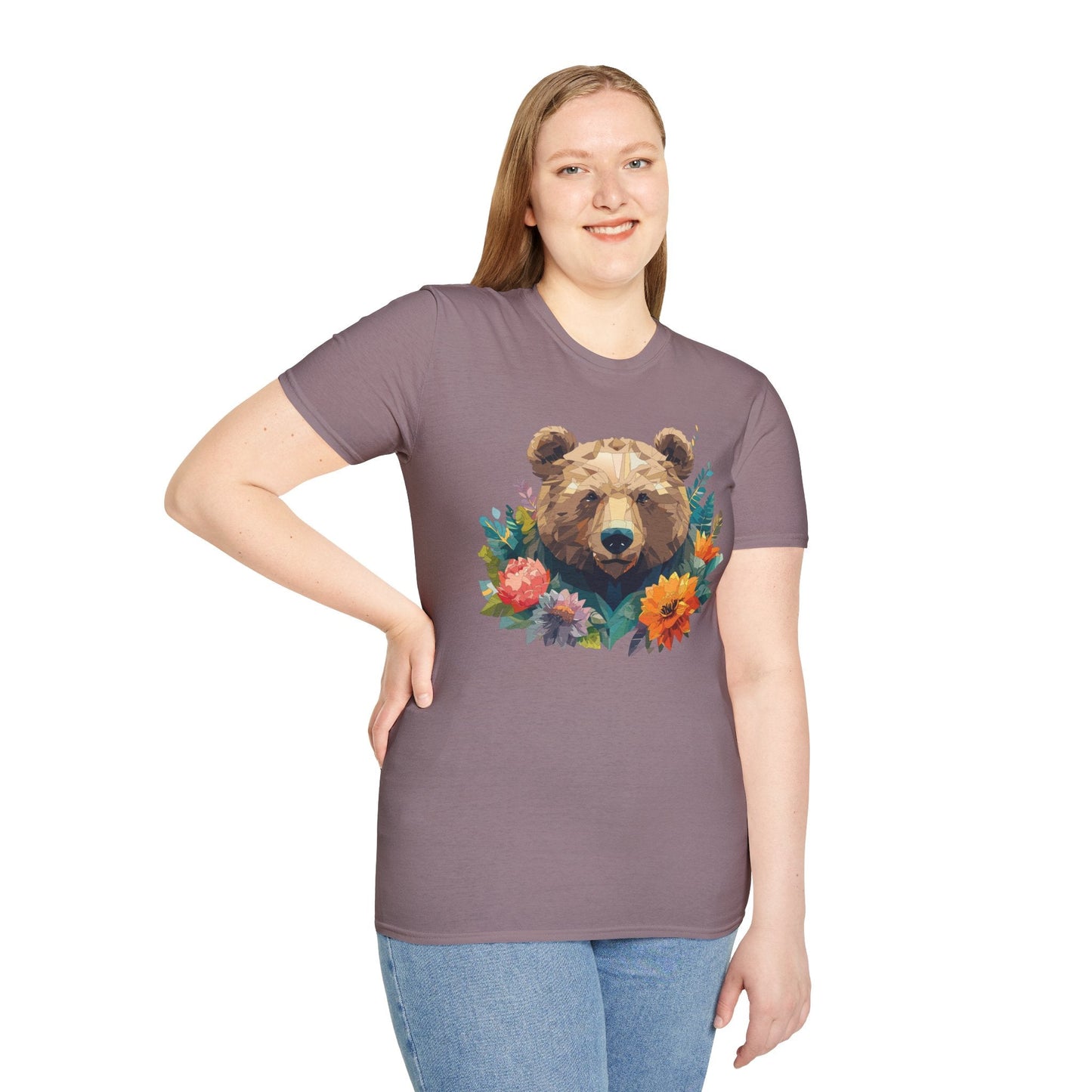 Bear T Shirt Unisex Softstyle Tee 100 Percent Ring Spun Cotton Gildan 64000 Comfortable