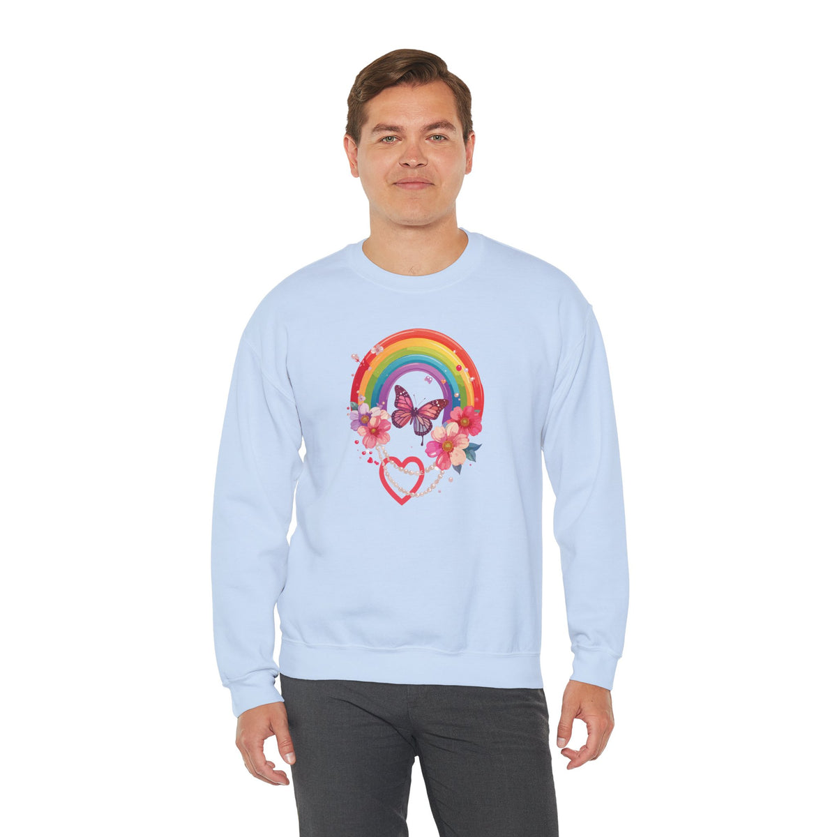 Rainbow Heart Sweatshirt, Floral Heart Sweatshirt, Floral Love Sweatshirt, Valentine's Day Sweatshirt, Rainbow Heart Floral Sweatshirt 106