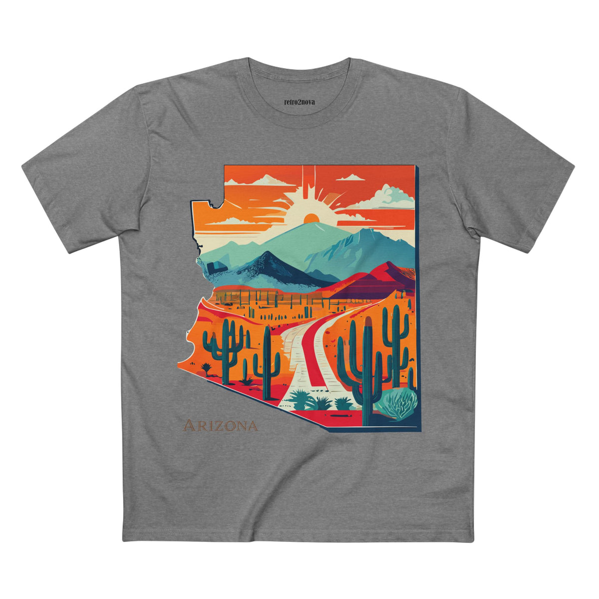 Arizona Desert Road Trip Tee | Retro Sunset Cactus Scenic Mountain Design