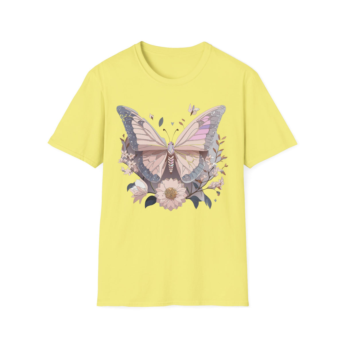 Pastel Butterfly Floral Wings Graphic Design Unisex 100 Cotton Gildan T-Shirt
