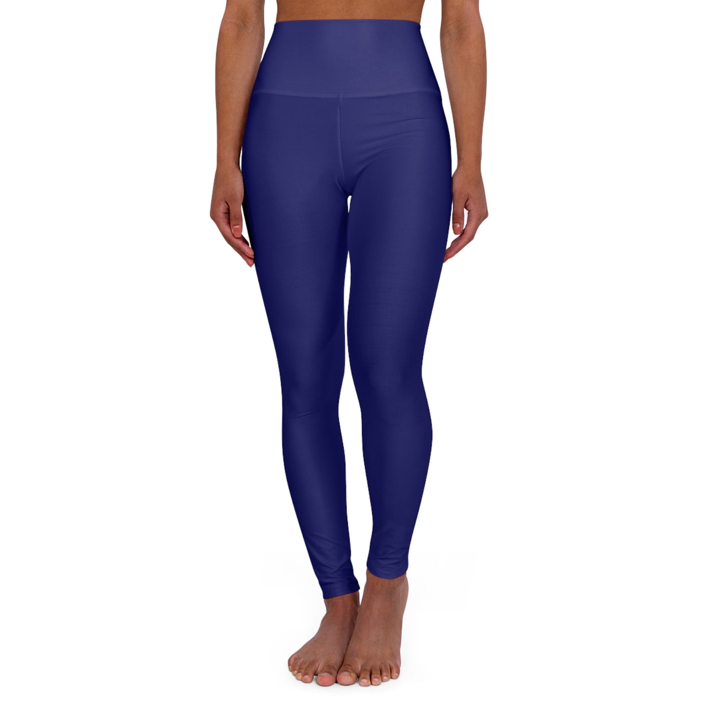 High-Waisted Deep Twilight Yoga Leggings Women's Seamless Poly-Span Solid Navy Stretch Leggings for Workout