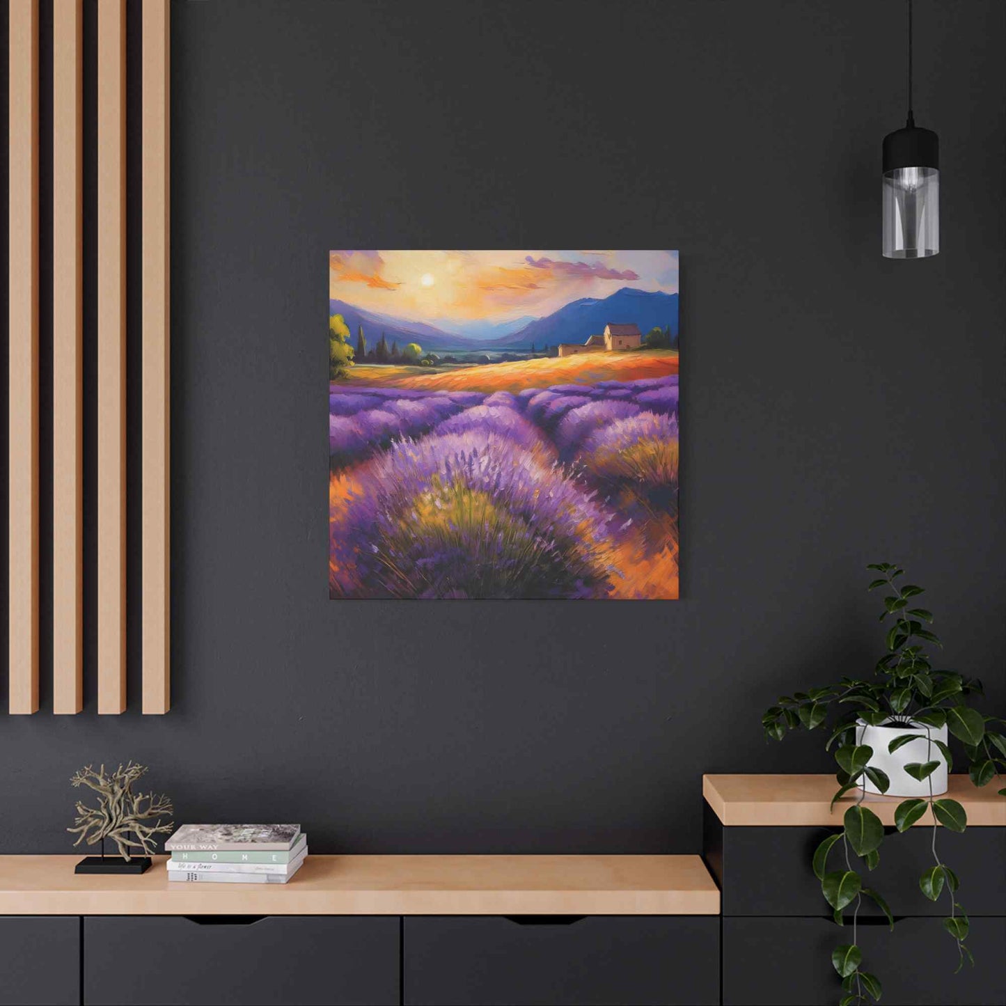 Lavender Landscape Print Canvas, Landscape Oil Paint Print 20x20, 24x24, 30x30, 32x32, 36x36 Art Design Print Non-Frame MC-33