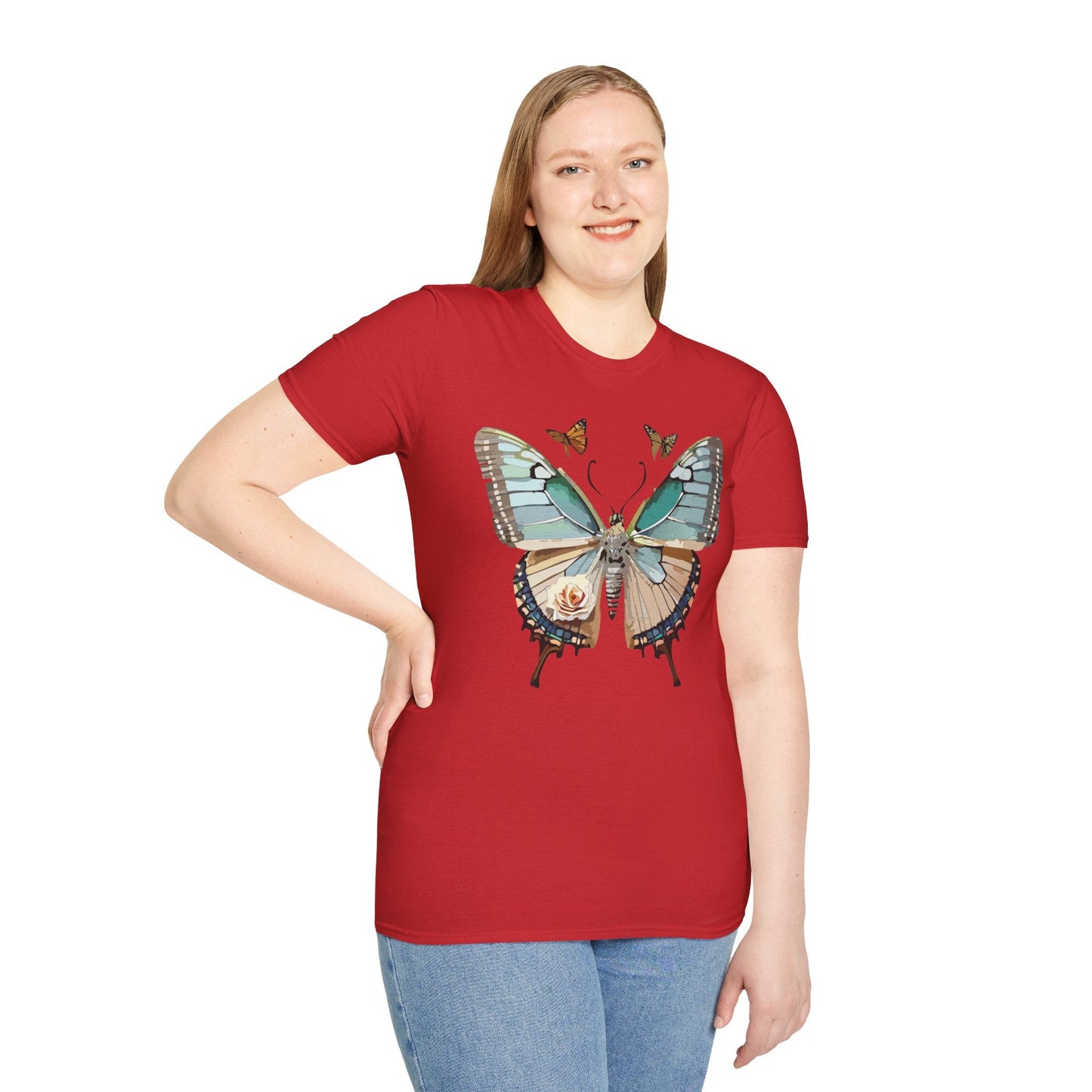 Butterfly Shirt Unisex T Shirt Monarch Print Softstyle Premium Gildan 64000 Cotton Tee