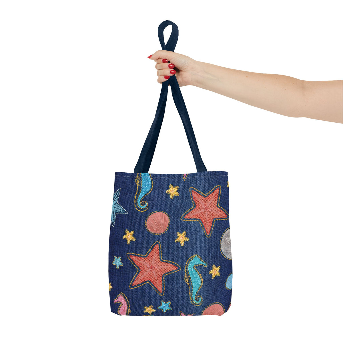 Denim Fabric Imitation Print Unisex Canvas Bag Poly Spun 3 Sizes Tote Bag 182-20