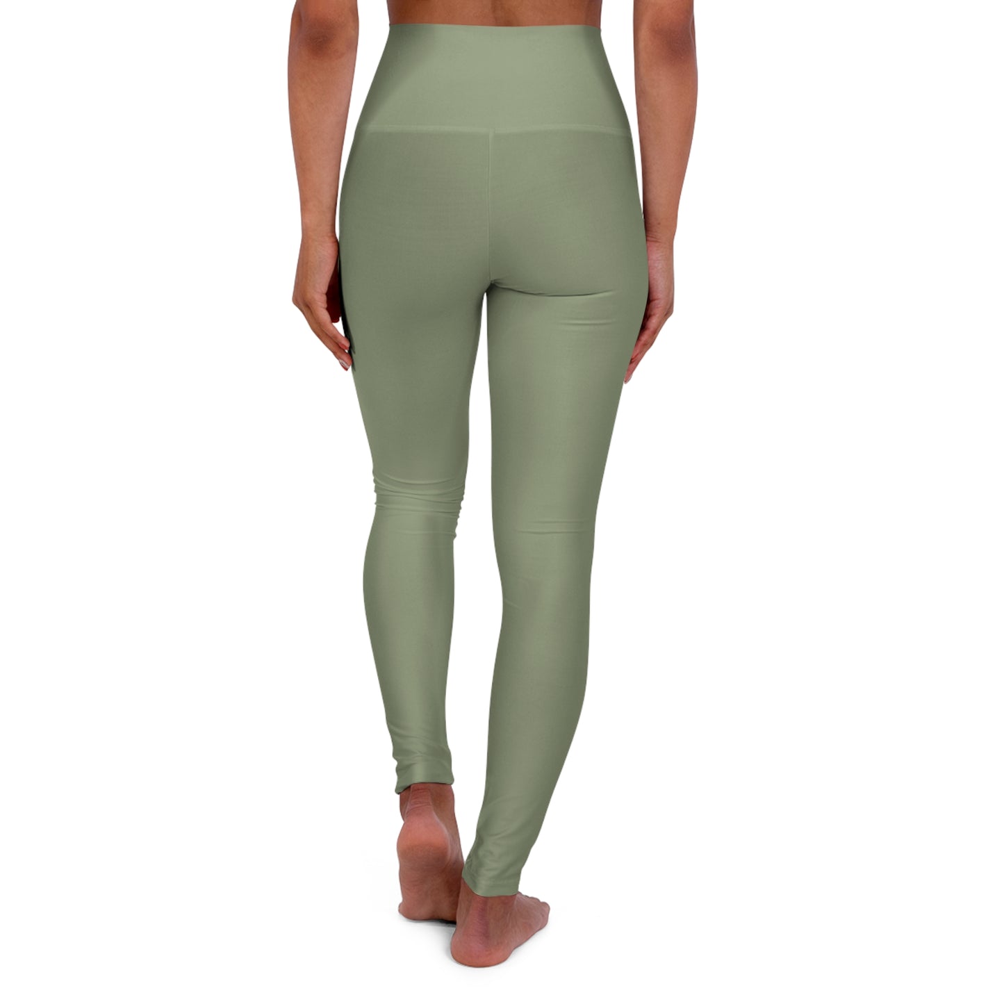 Dusty Sage Green Color High-Waist Yoga Leggings Women's Seamless Poly-Span Stretchy Pants XS-2XL