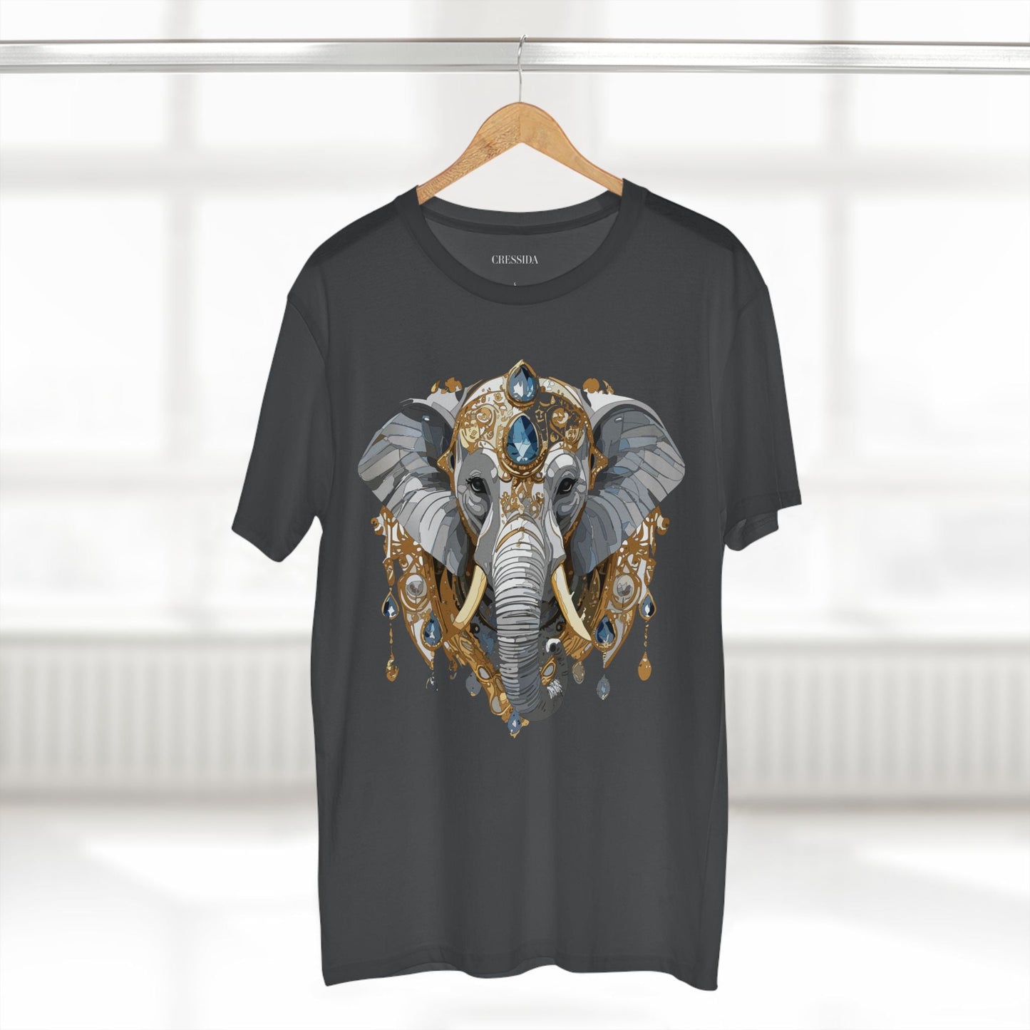 Elephant Graphic Unisex 100 Cotton Tee With Unique Animal Golden Medallion Art Design 37