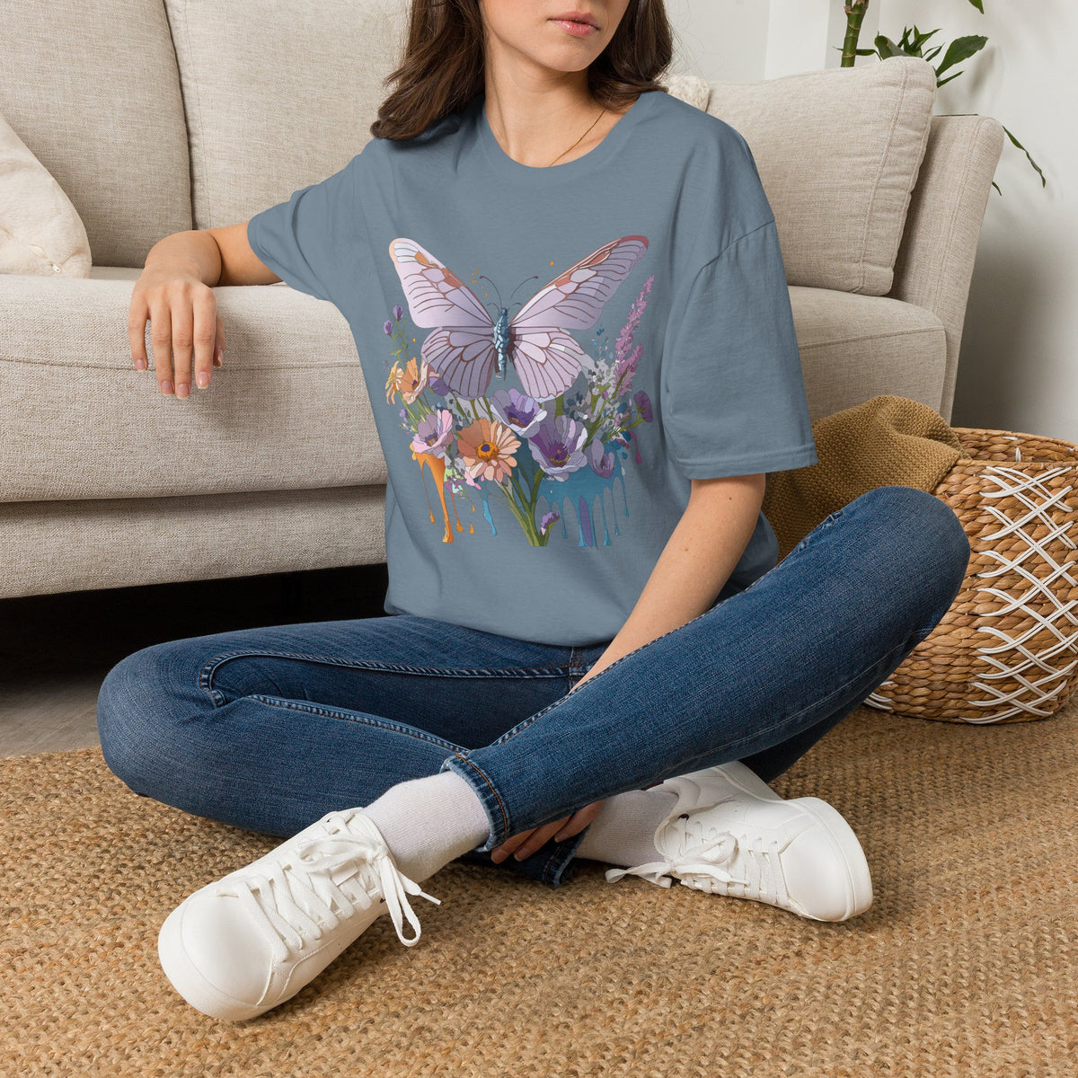 Butterfly Floral T‑Shirt — Pastel Garden Wings Graphic Tee Unisex 100 Cotton Gildan T-Shirt