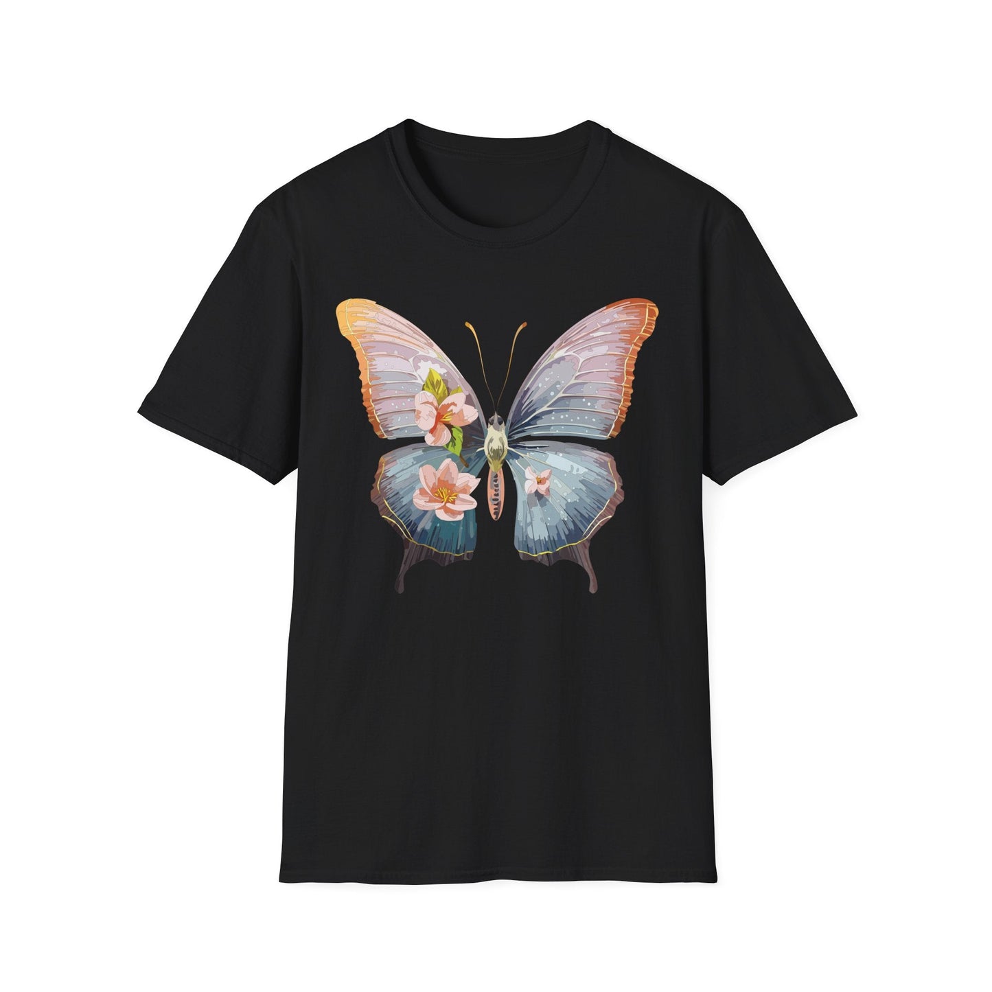 Butterfly Print T Shirt For Men Women Unisex Monarch Design Softstyle Cotton Tee