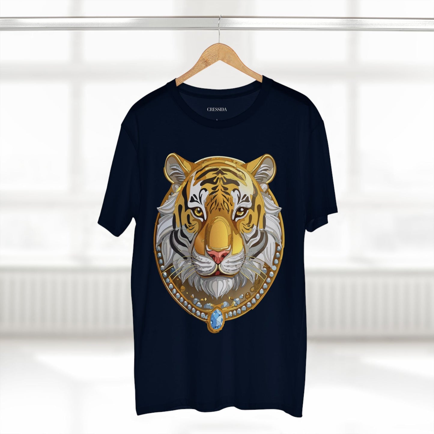 Tiger Graphic Unisex 100 Cotton Tee With Unique Animal Golden Medallion Art Design 4