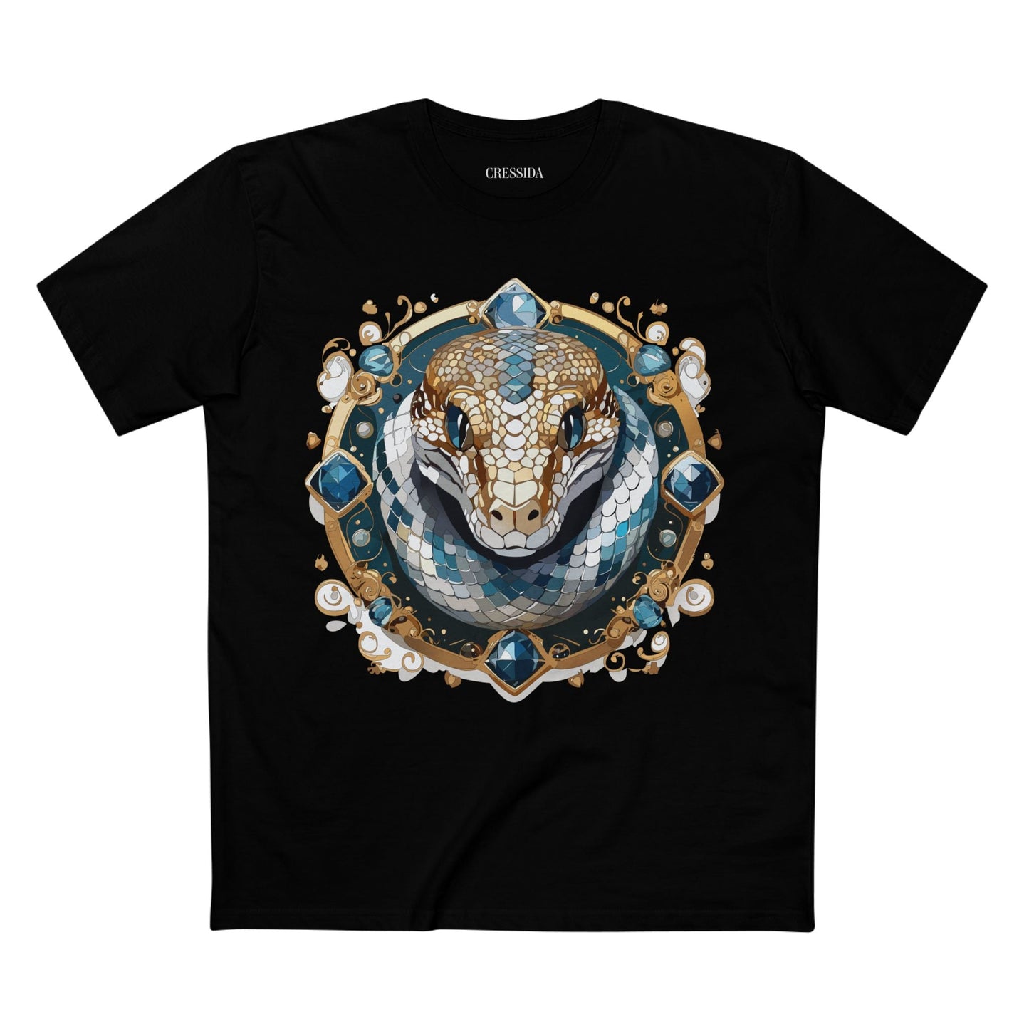 Snake Graphic Unisex 100 Cotton Tee With Unique Animal Golden Medallion Art Design 42