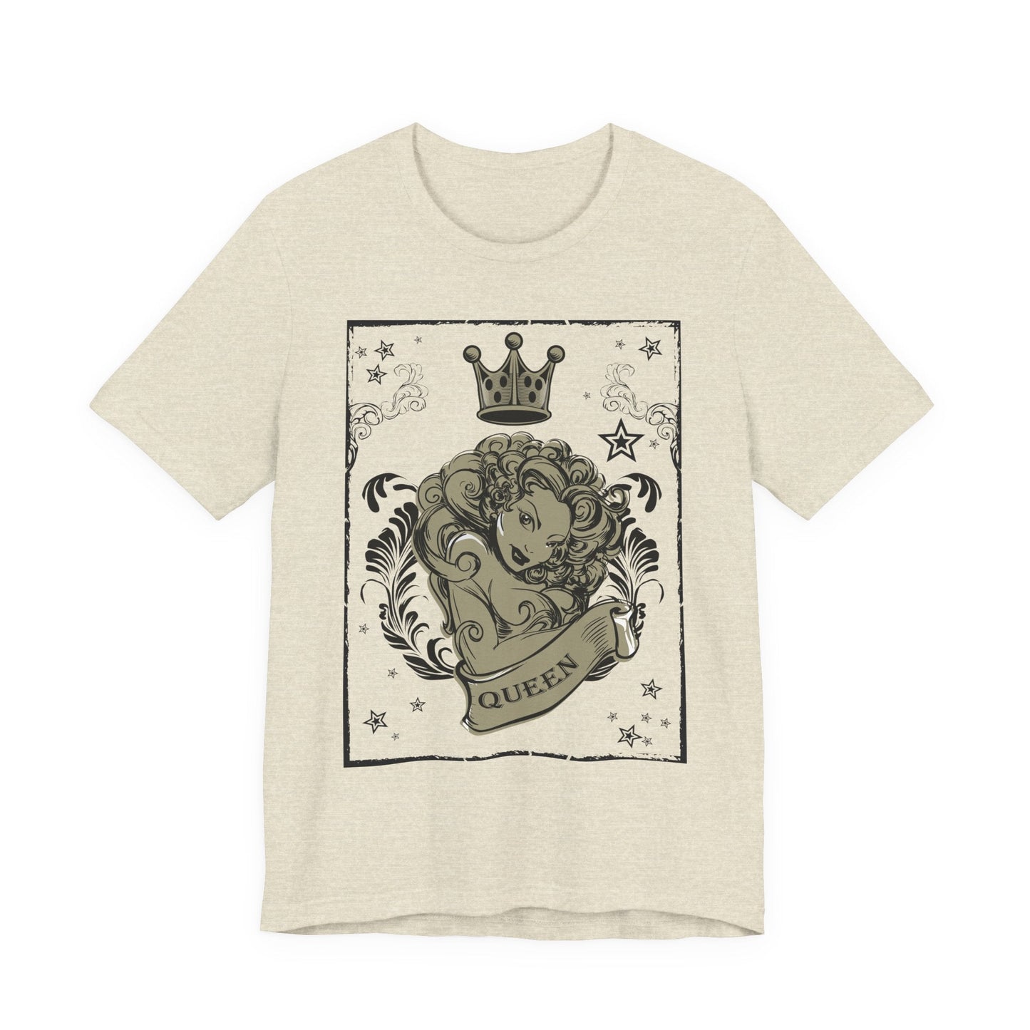 Crown Face Portrait Graphic Tee Vintage Floral Illustration Rock Band T-Shirt