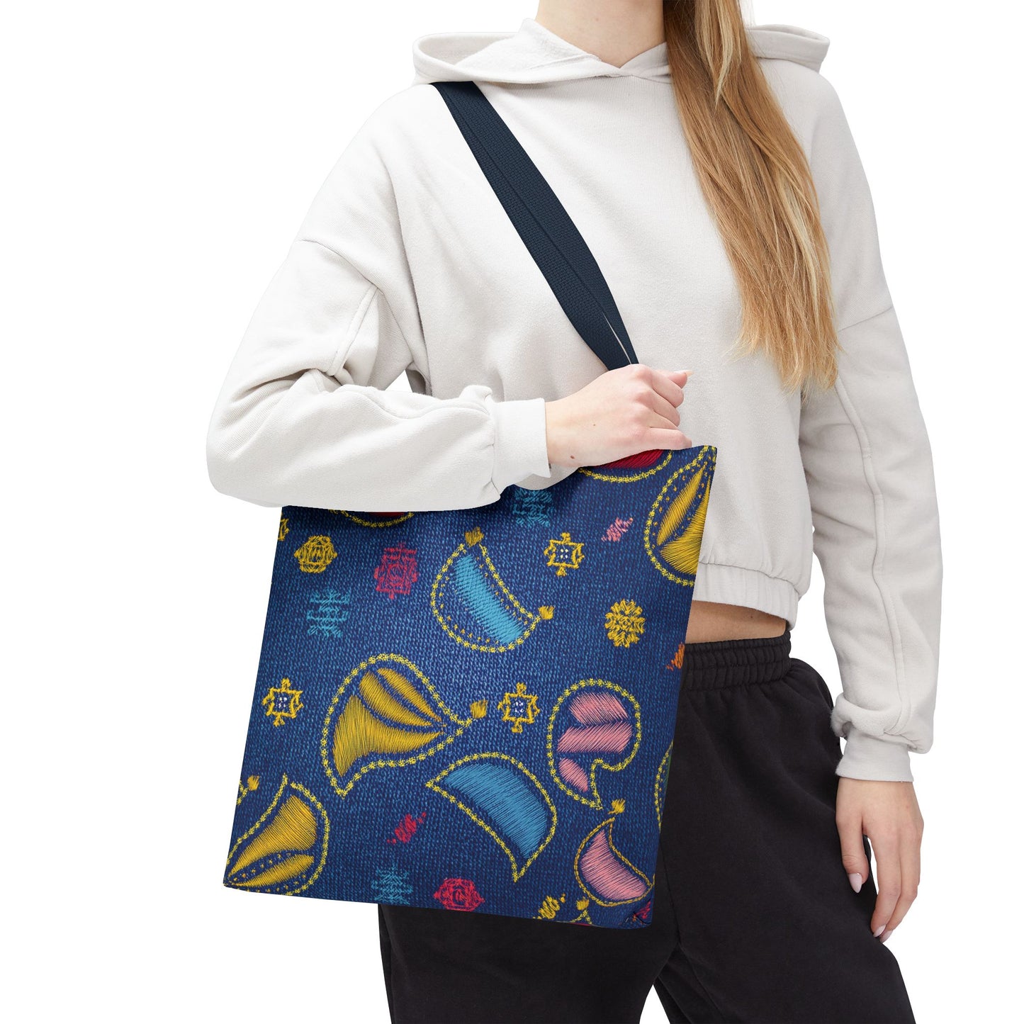 Diwali Graphic Denim Fabric Imitation Print Unisex Canvas Bag Poly Spun 3 Sizes Tote Bag 205-21