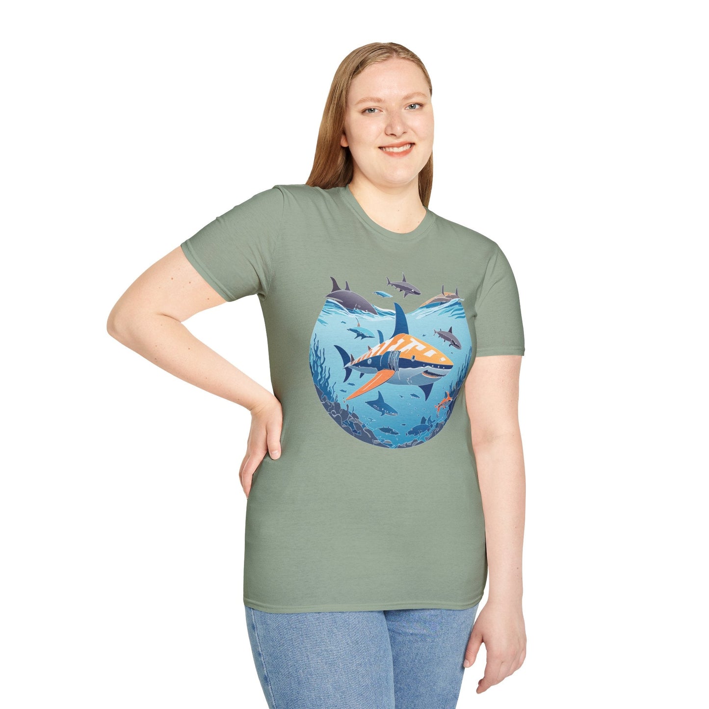 Ocean Tee Shirt Unisex Softstyle Gildan 64000 100 Percent Ring Spun Cotton Breathable U Boat Design