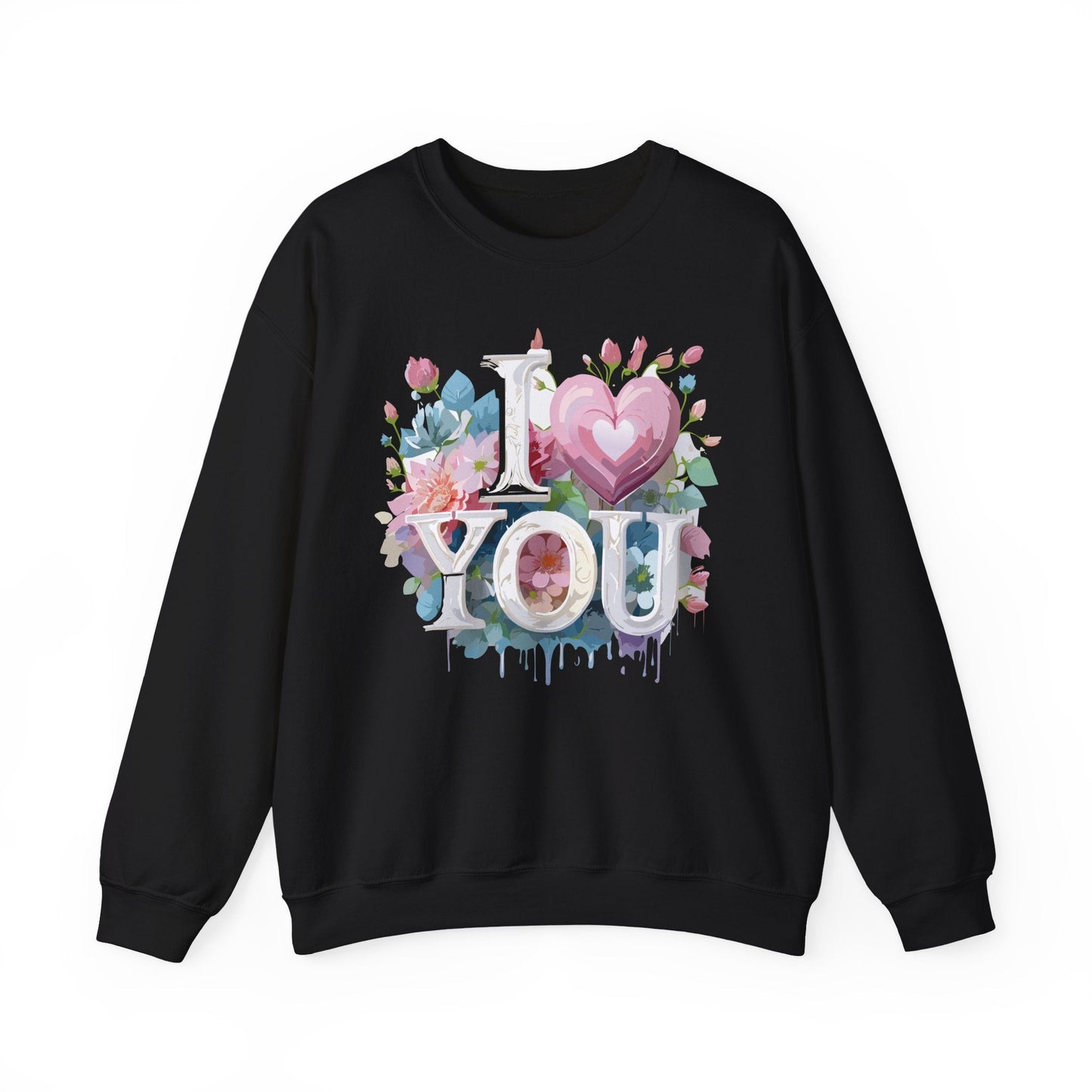 Floral Love Sweatshirt Unisex Valentine Day Flower Print Crewneck Gildan 18000 Cozy