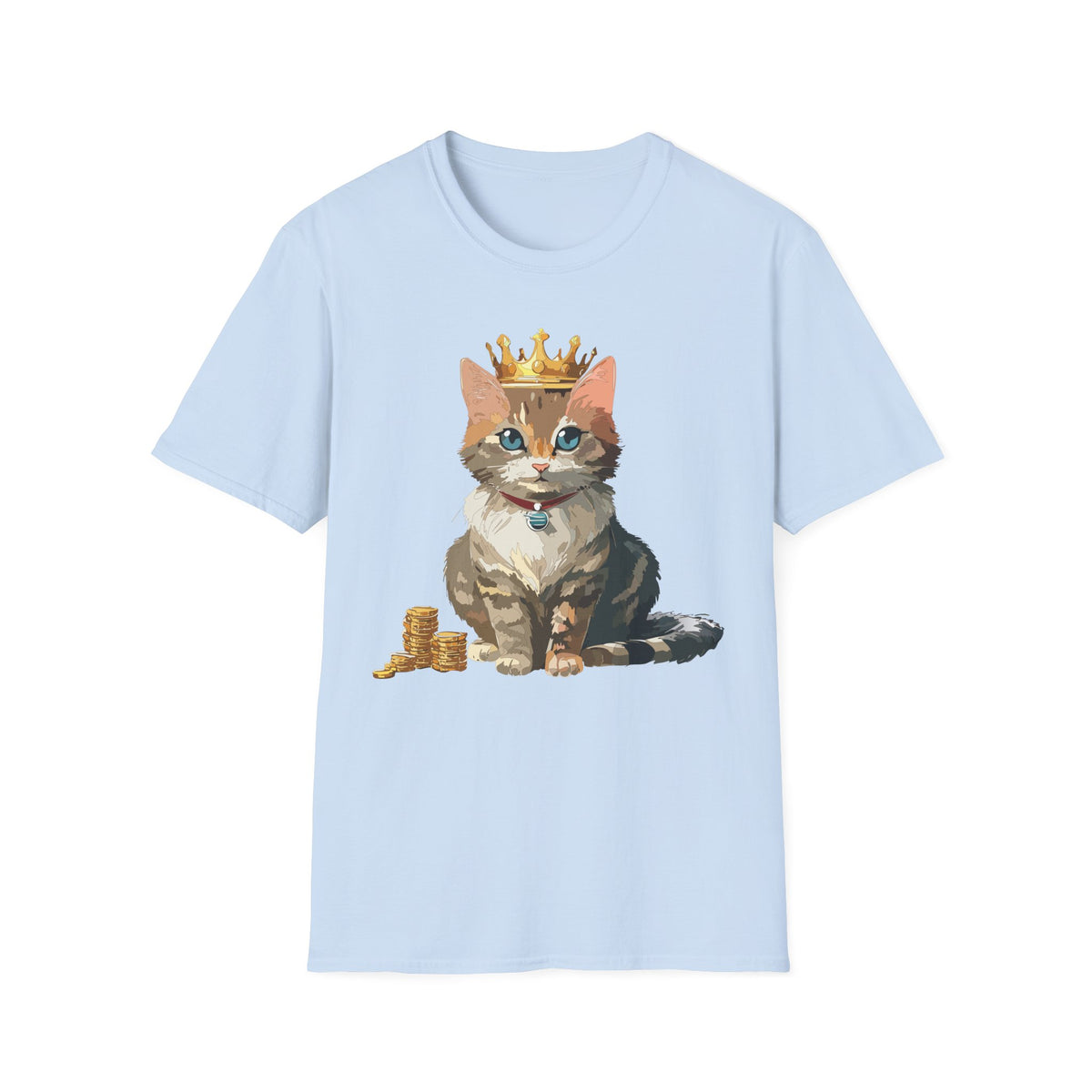 Crowned Tabby Cat T-Shirt | Cute Kitty with Crown and Treasure