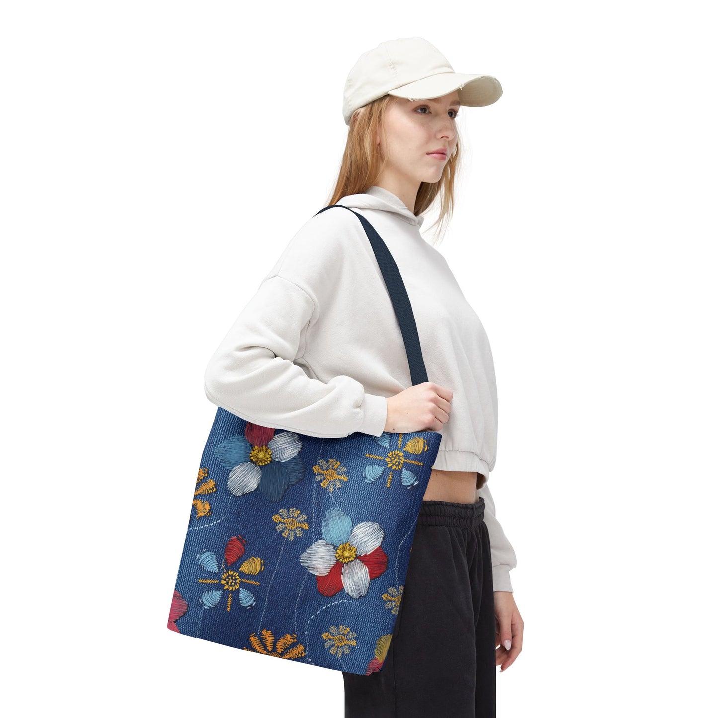 Denim Fabric Imitation Print Unisex Canvas Bag Poly Spun 3 Sizes Tote Bag 166