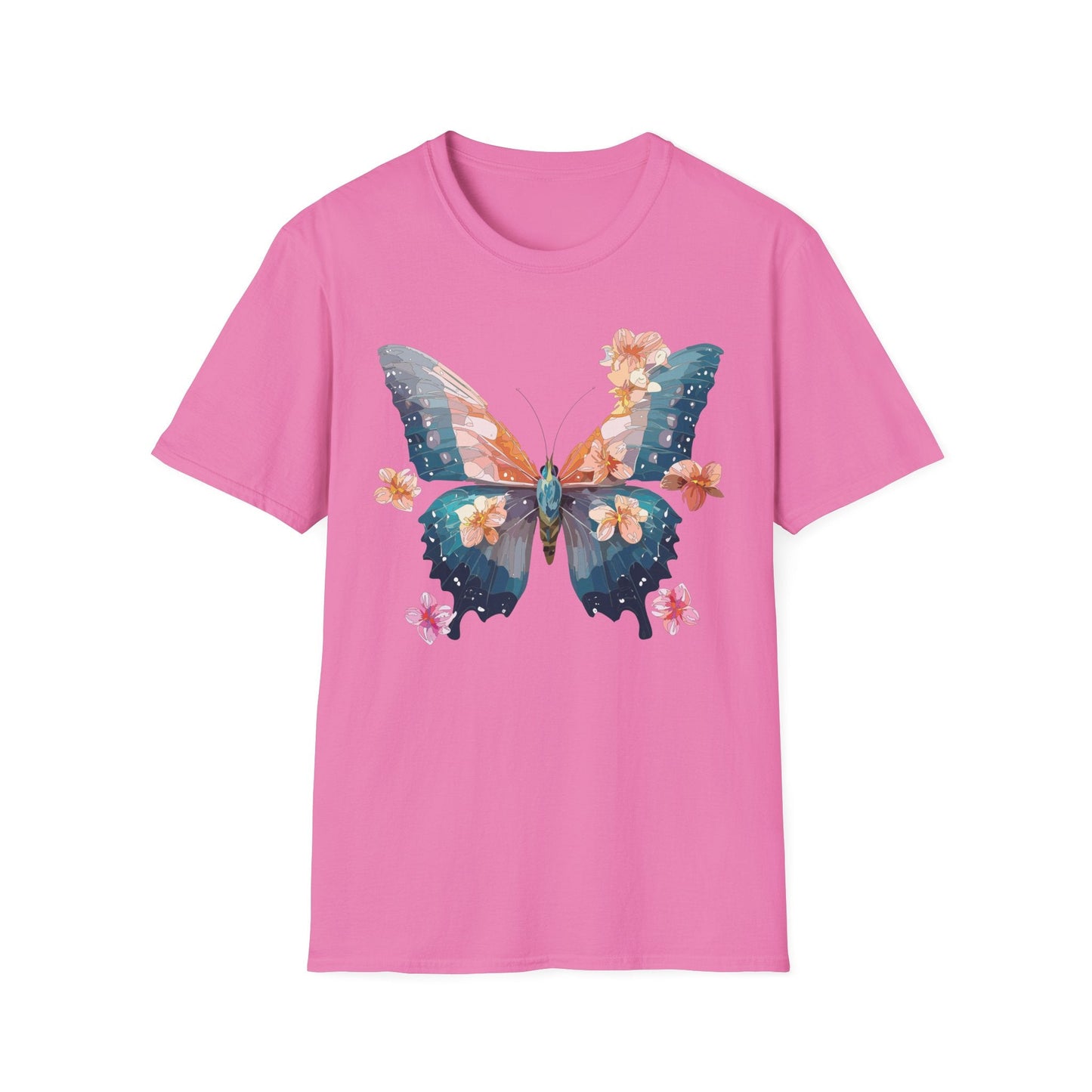 Butterfly Shirt Unisex T Shirt Monarch Print Gildan Softstyle 64000 Ring Spun Cotton Tee