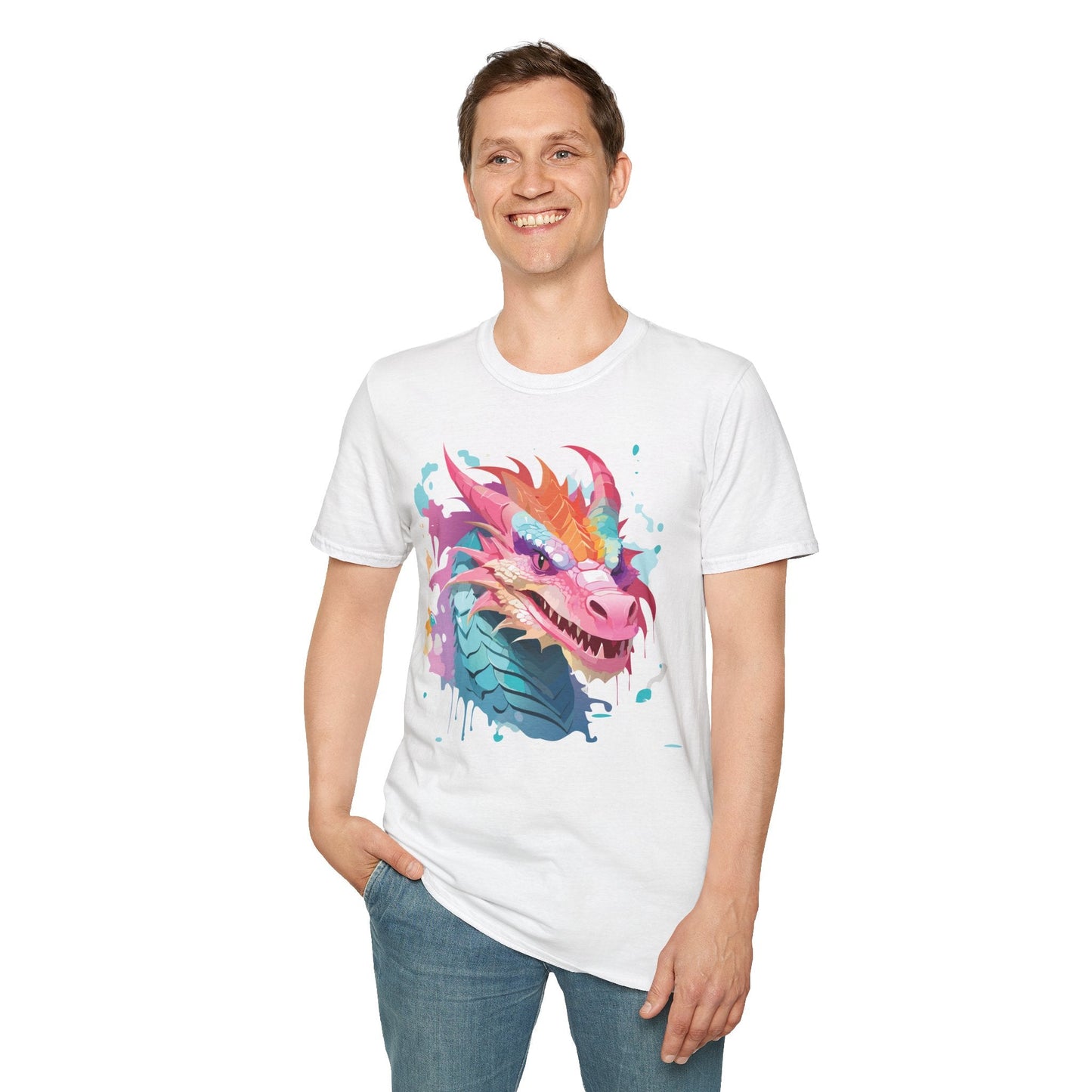 Dragon Graphic Unisex Cotton Softstyle Art Design Tee With Animals 22
