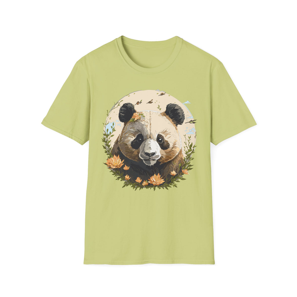 Floral Panda Illustration T-Shirt | Cute Bamboo Bear Graphic Tee
