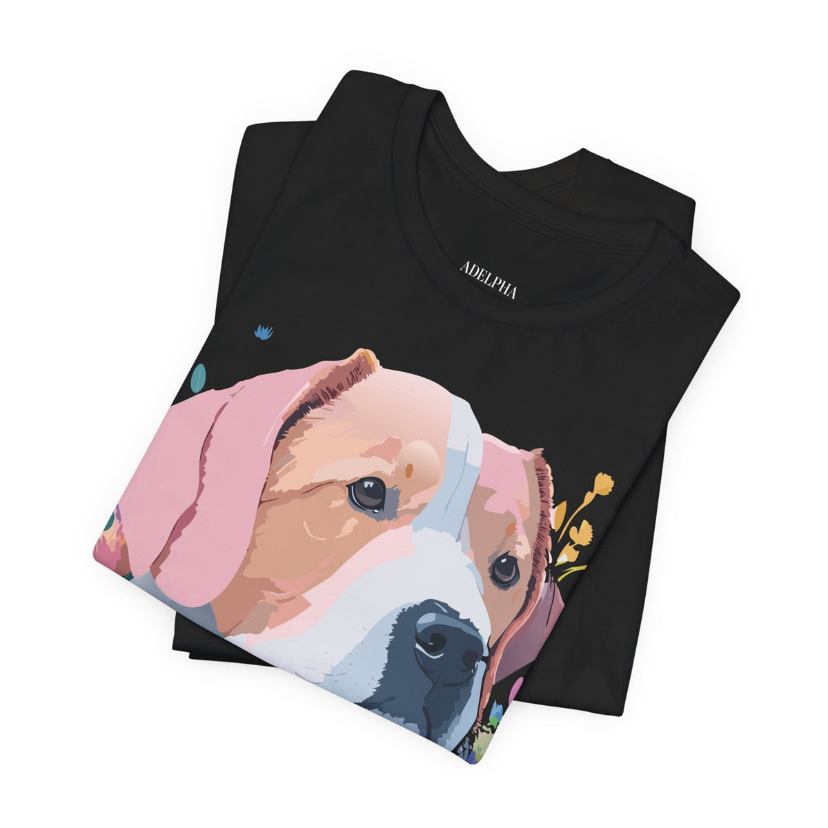 Dog Graphic Unisex Cotton Bella+Canvas Tee with Art Animal Design d07