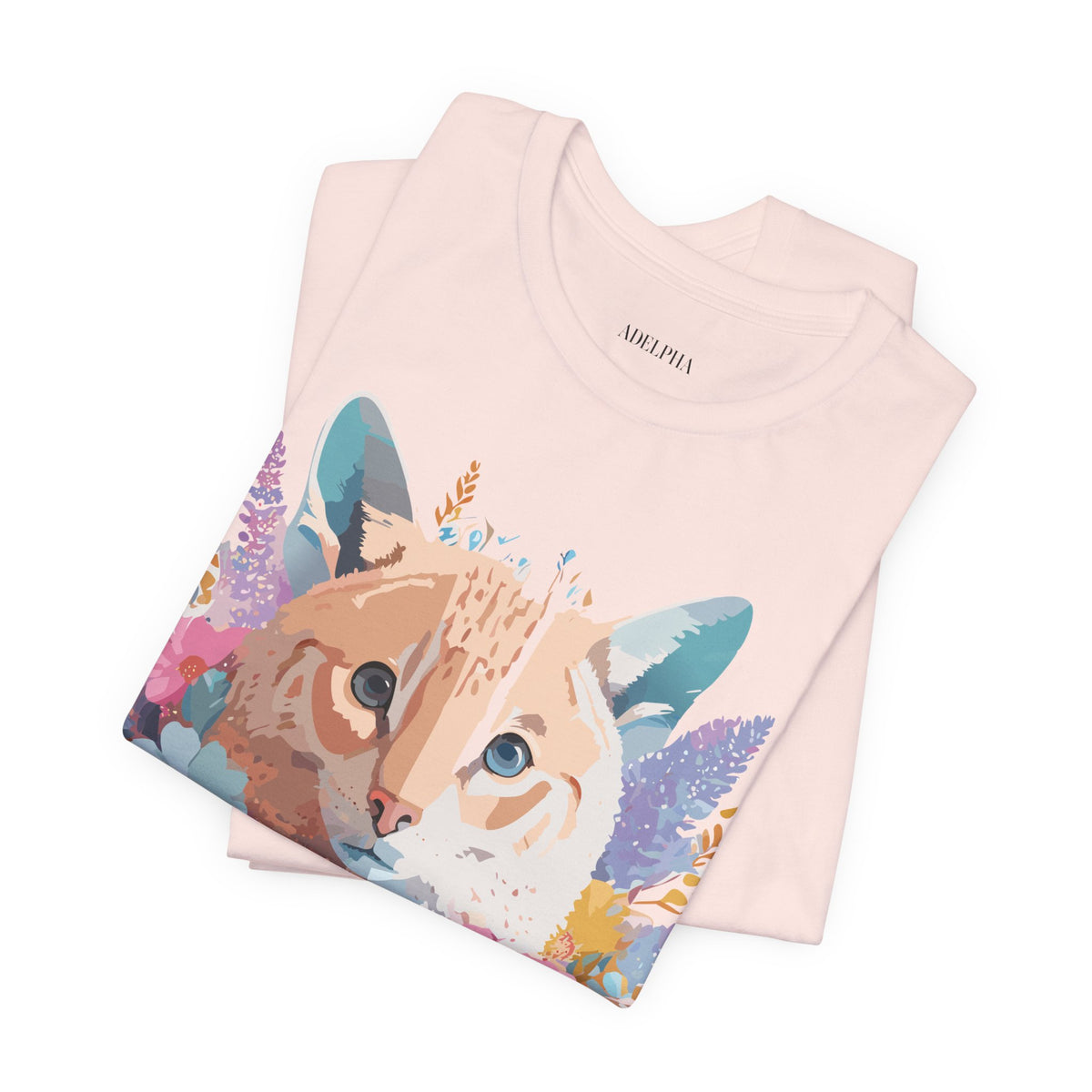 Cat Graphic Unisex Cotton Bella+Canvas Tee with Art Animal Design e204