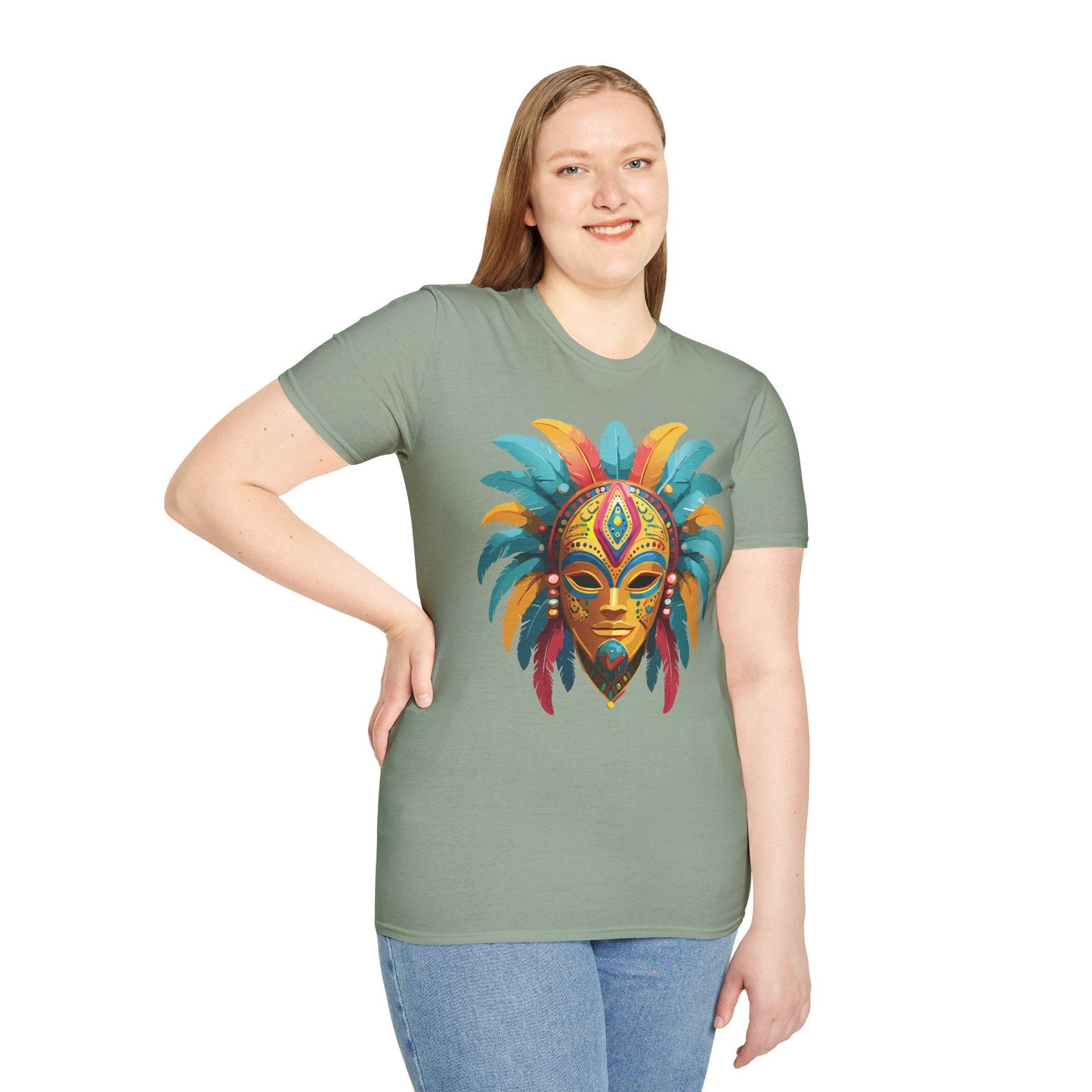 Unisex Mask Tee Shirt Masquerade Design Softstyle Gildan 64000 Comfortable Cotton Tee