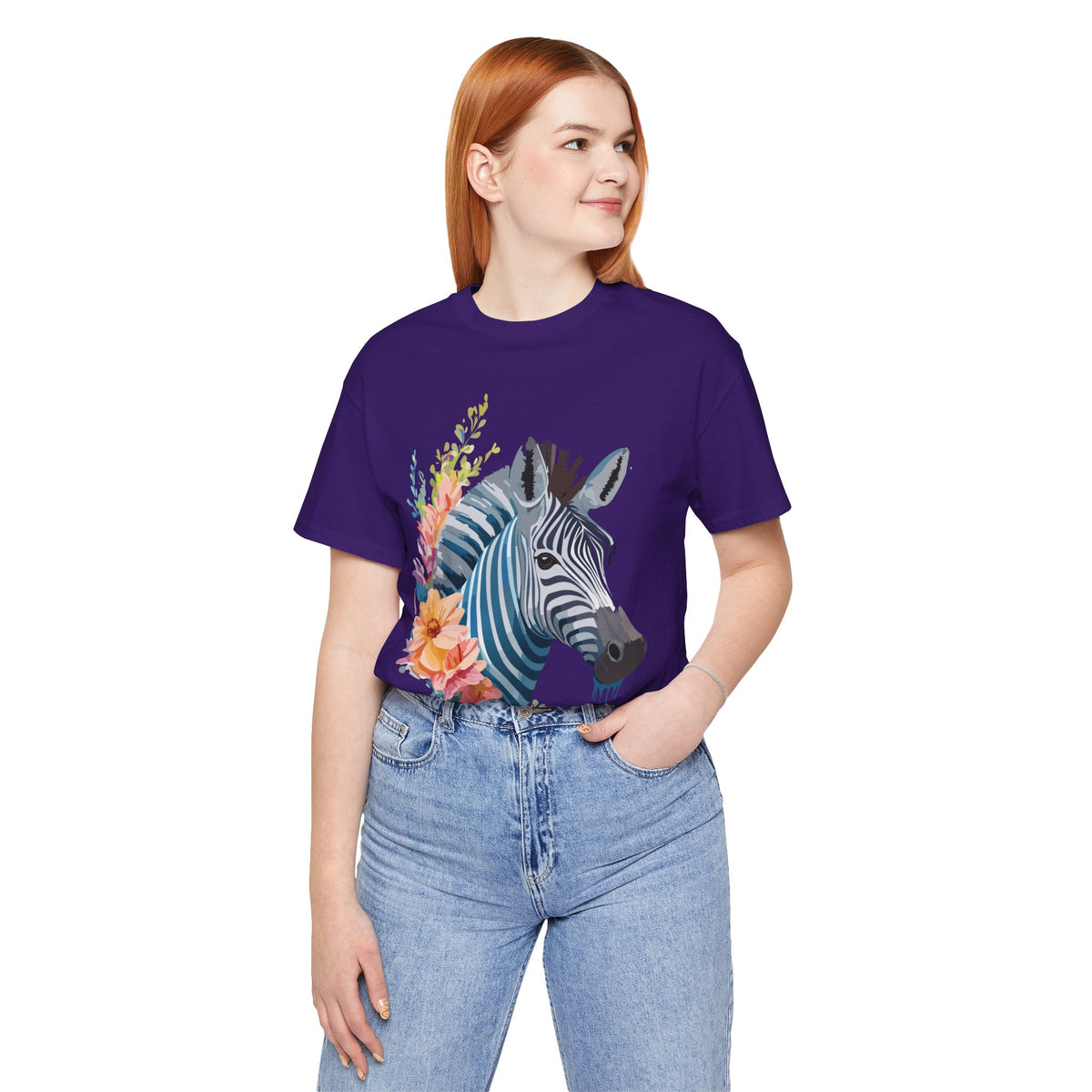 Zebra Graphic Unisex Cotton Bella+Canvas Tee with Art Animal Design e79
