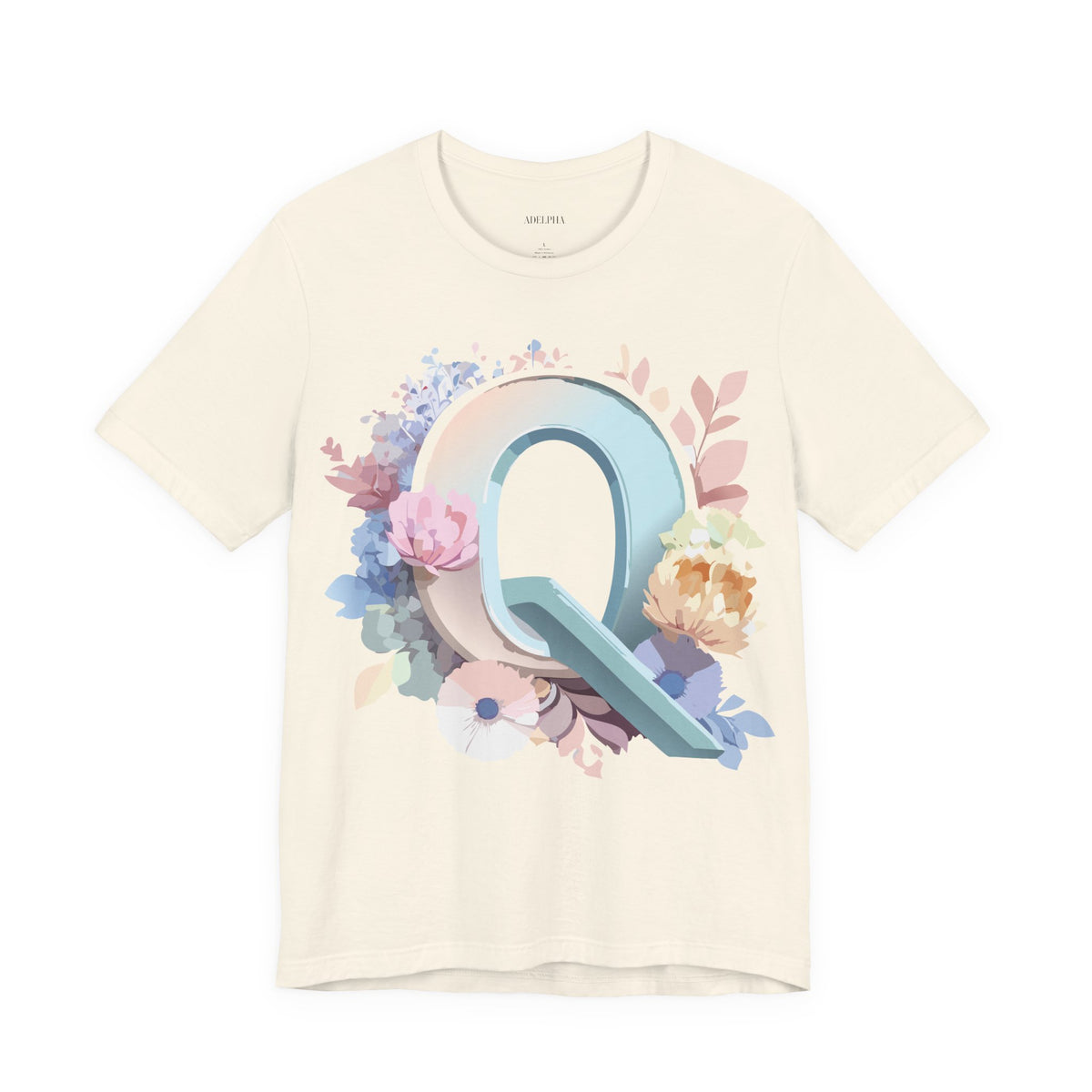 Letter Q Graphic Unisex Cotton Bella+Canvas Tee with Art Letter Design